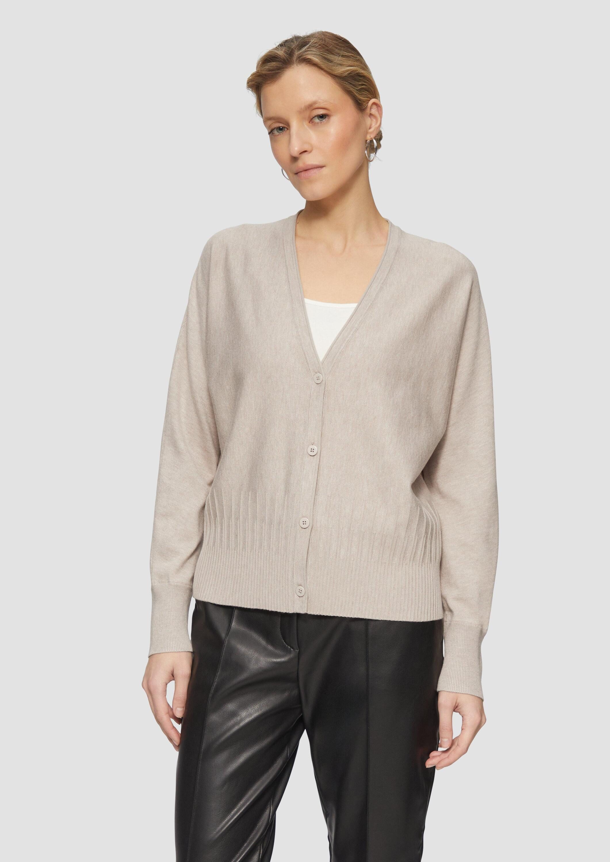 s.Oliver Cardigan Strickjacke Strickjacke mit Strukturmuster am Saum