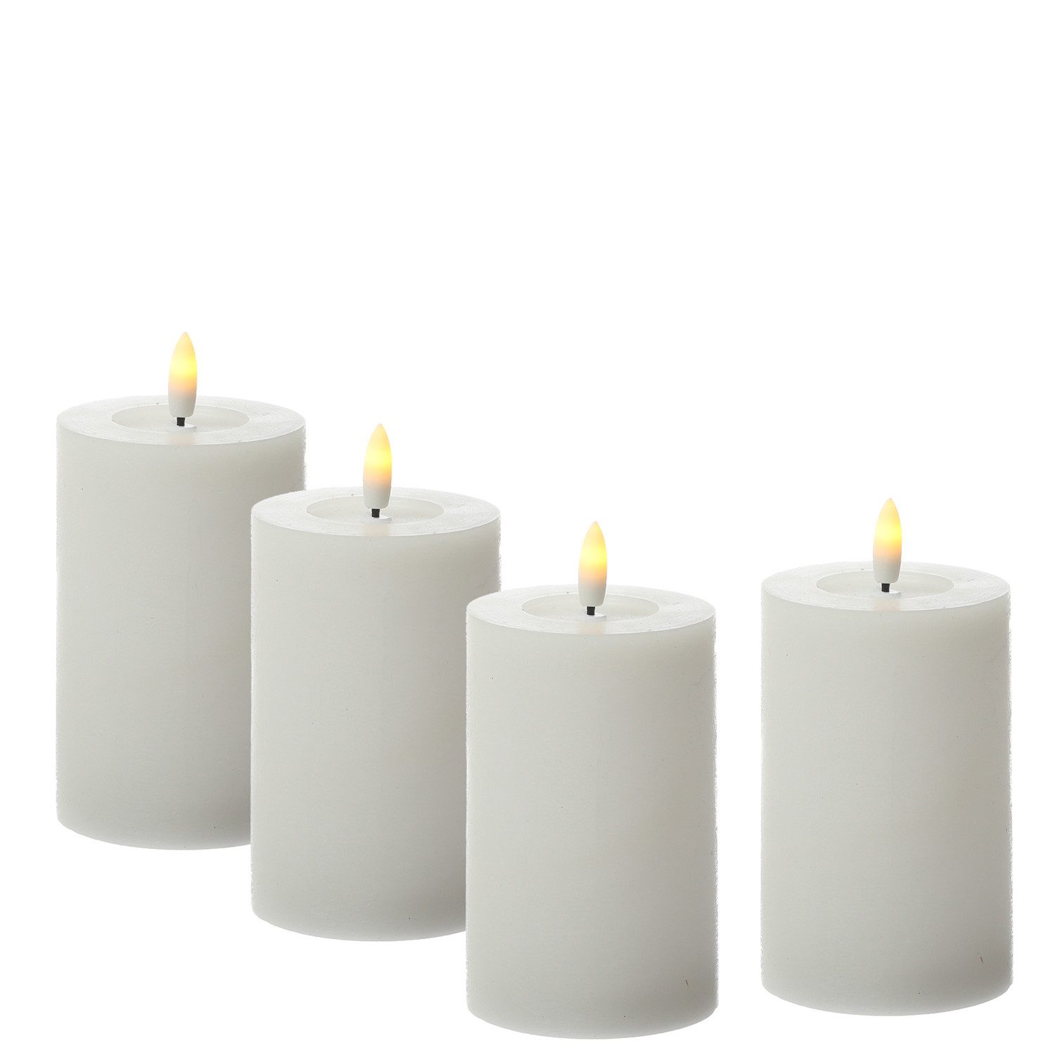 Adilina LED-Kerze Kerzenset LINA Rustik Optik für Adventskranz 7x11cm Timer weiß 4St, LED Classic, warmweiß (2100K bis 3000K)
