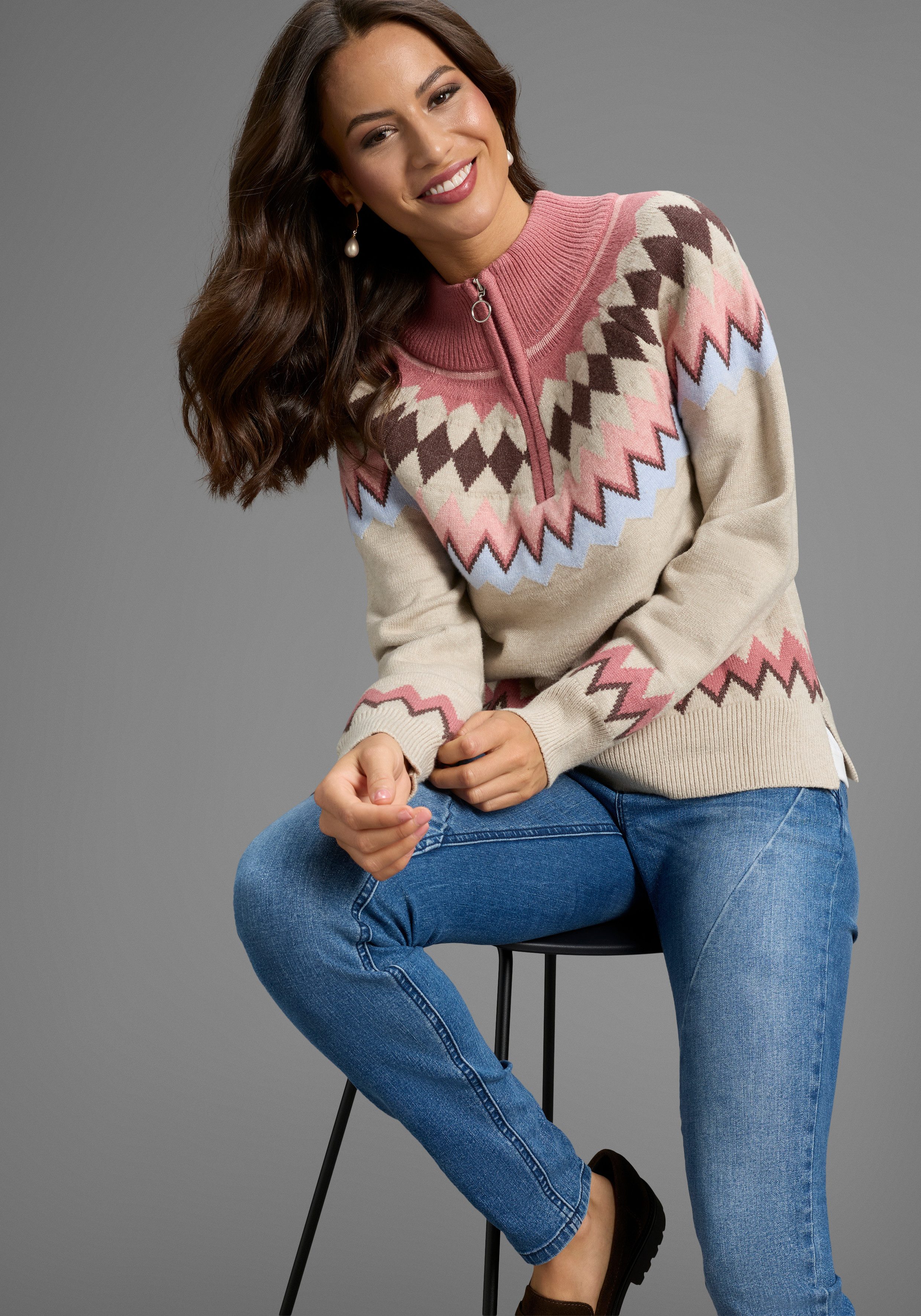 Laura Scott Troyer Winterstrick mit kuscheligem Norwegermuster - NEUE KOLLE günstig online kaufen