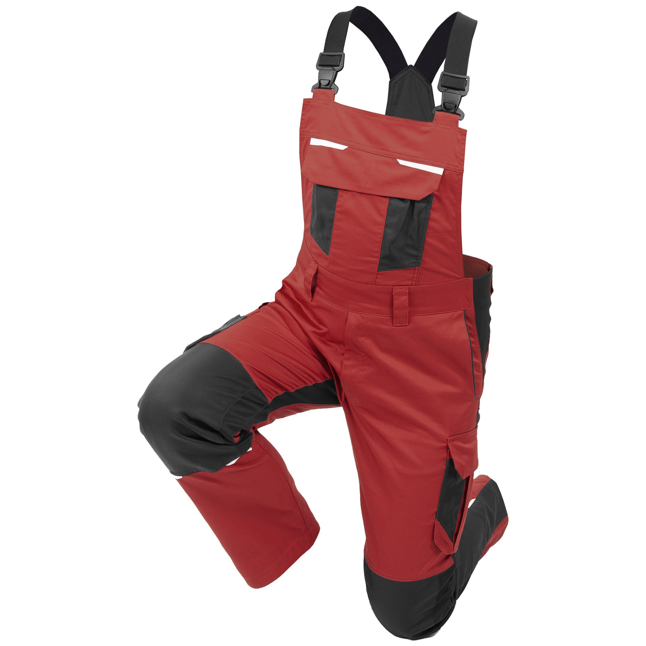 Qualitex Workwear Arbeitslatzhose Slim-Fit Latzhose Herren, strapazierfähig Stretch-Herren-Arbeitshose (1-tlg) xtra Strapazierfähig - Robust - Farbstabil - kratzfrei & metallfrei