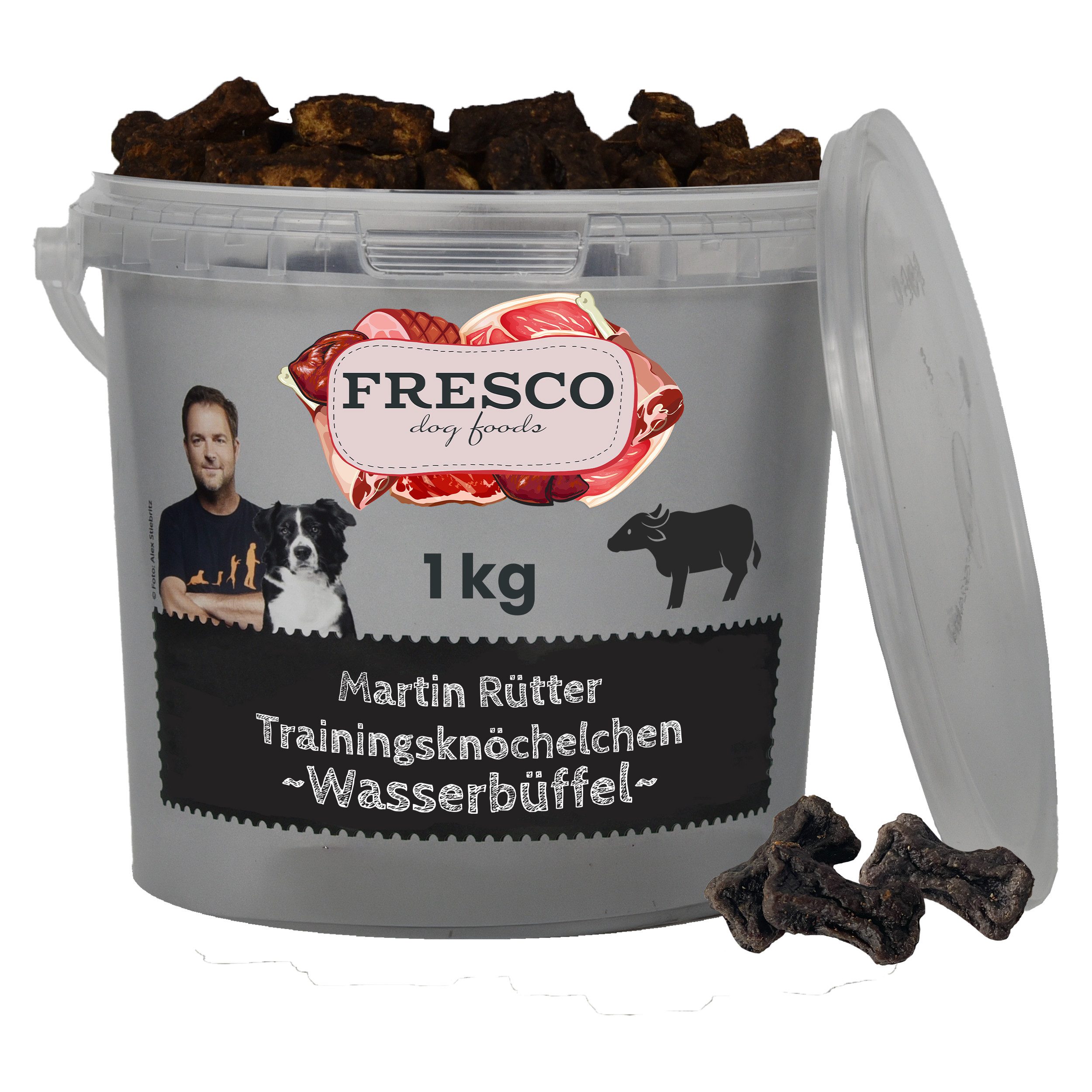 Fresco Dog Martin Rütter Trainingsknöchelchen Wasserbüffel 1kg, Hunde Leckerli, Snack für: Hunde, Hypoallergen, getreidefrei & zuckerfrei