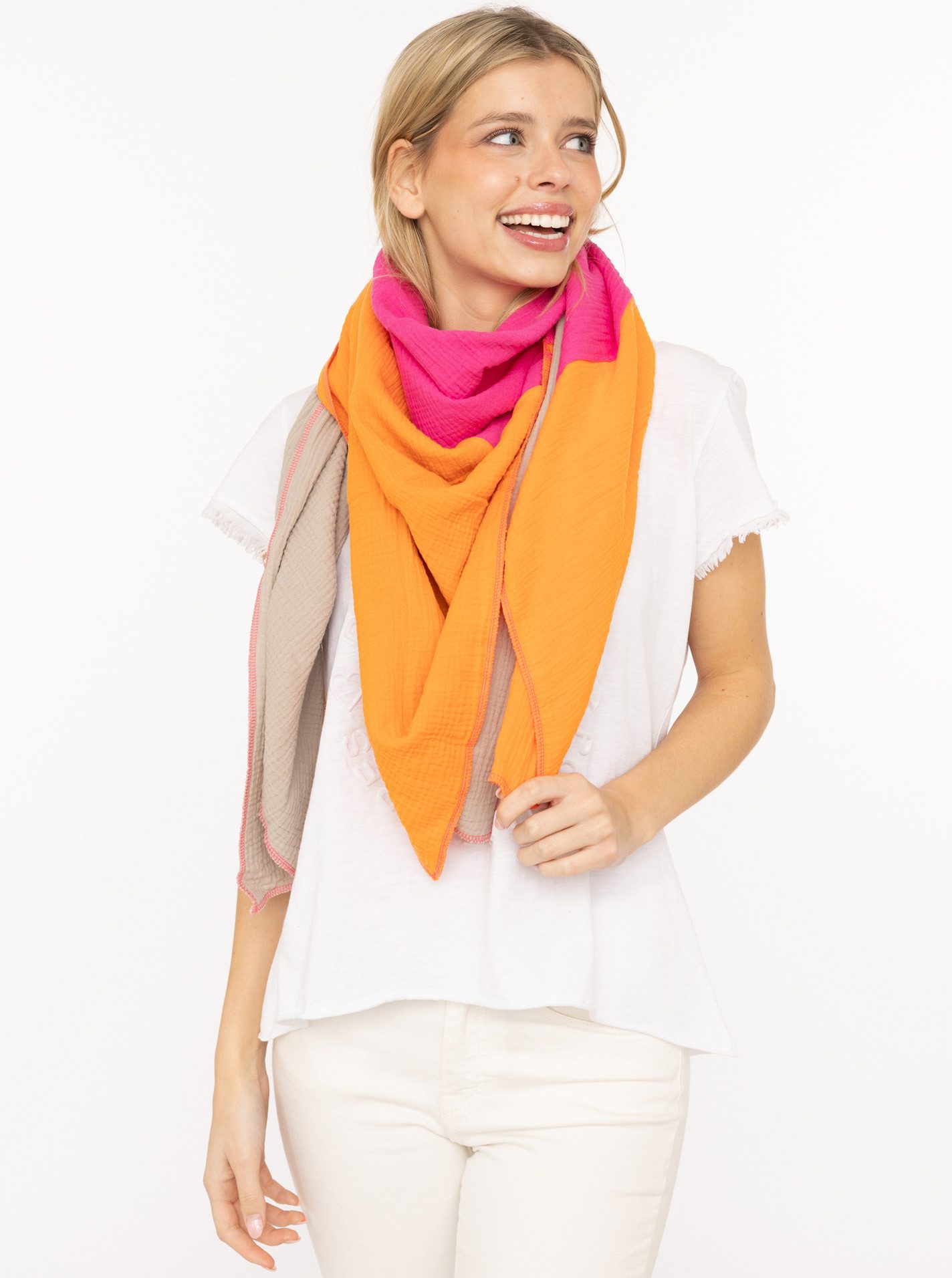 Zwillingsherz Dreieckstuch Viereck "Blockstreifen", farbenfroh, Colour Block, angenehmes Tragegefühl