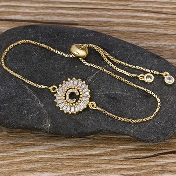 Kopper-24 Perlenarmband Armband mit Buchstaben-Amulett goldfarben mit künstlichen Steinen, Buc