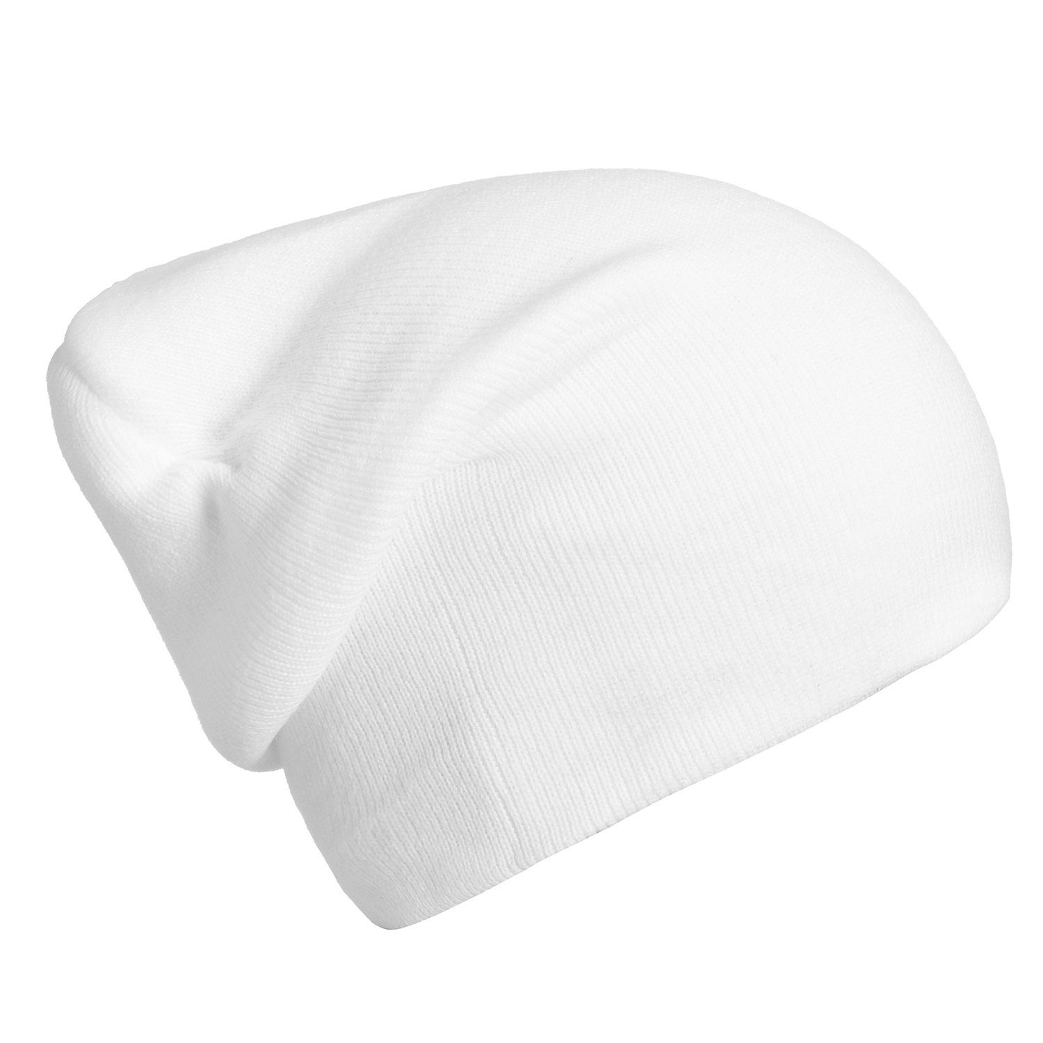 DonDon weiß Mütze klassischer Schlauchmütze (Packung, Slouch-Beanie Wintermütze, Beanie 1-St)