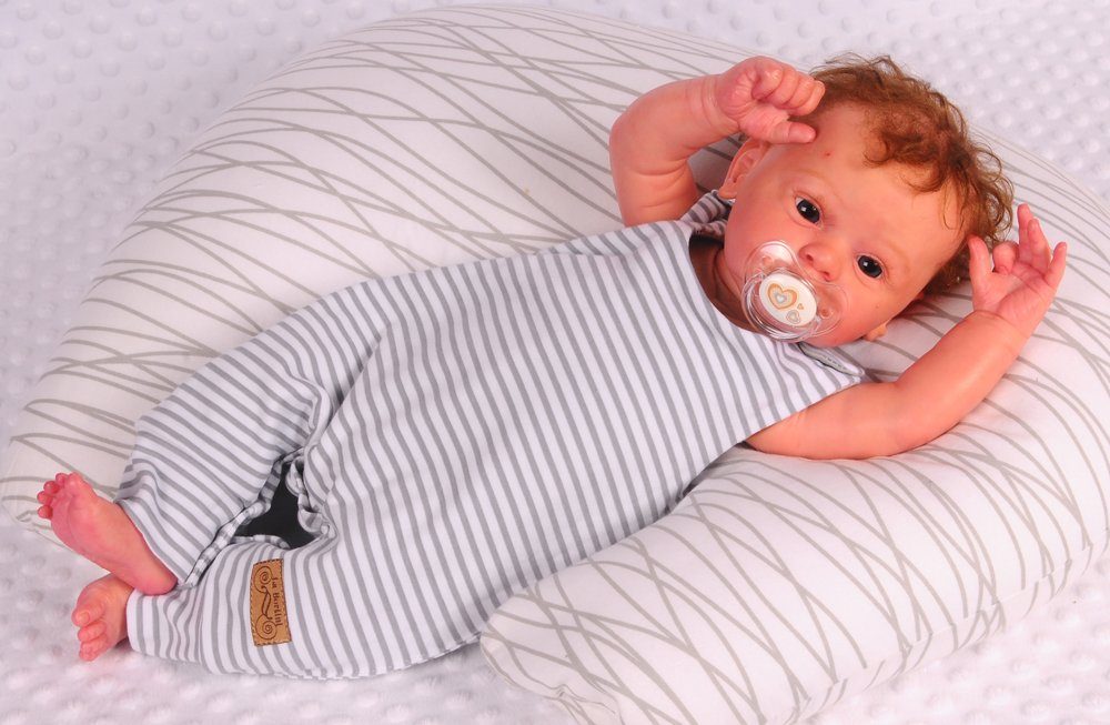 La Bortini Strampler Baby Strampler doppelseitig mit Wende Funktion in Grau gestreift aus reiner Baumwolle, 44 50 56 62 68