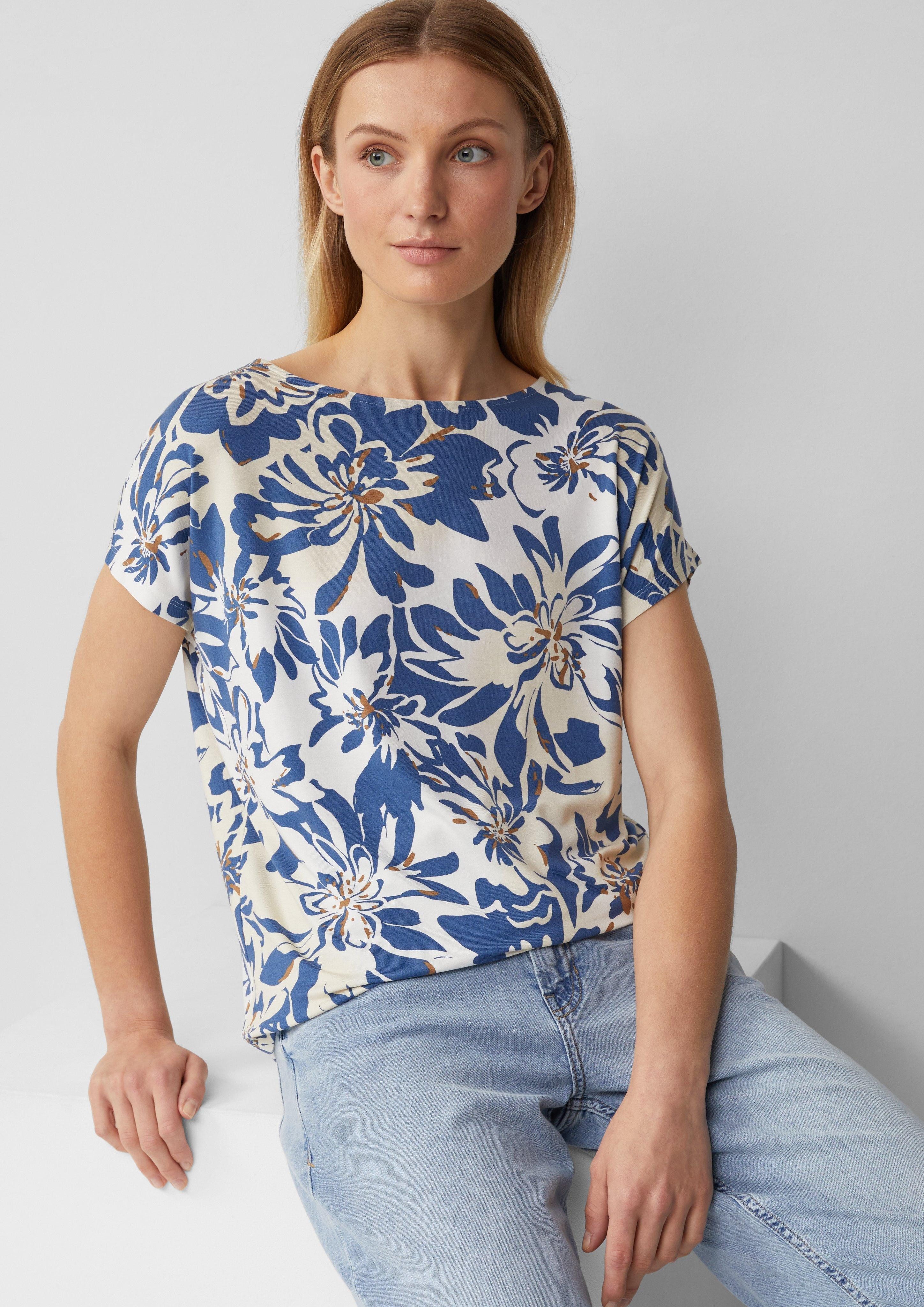 s.Oliver Shirttop Fließendes Jersey-Shirt mit überschnittenen günstig online kaufen