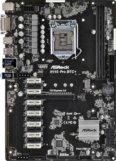 Asrock ASRock H110 Pro BTC+ Mainboard ATX, LGA1151, DDR4, OHNE Zubeh.¶r, OHN Mainboard