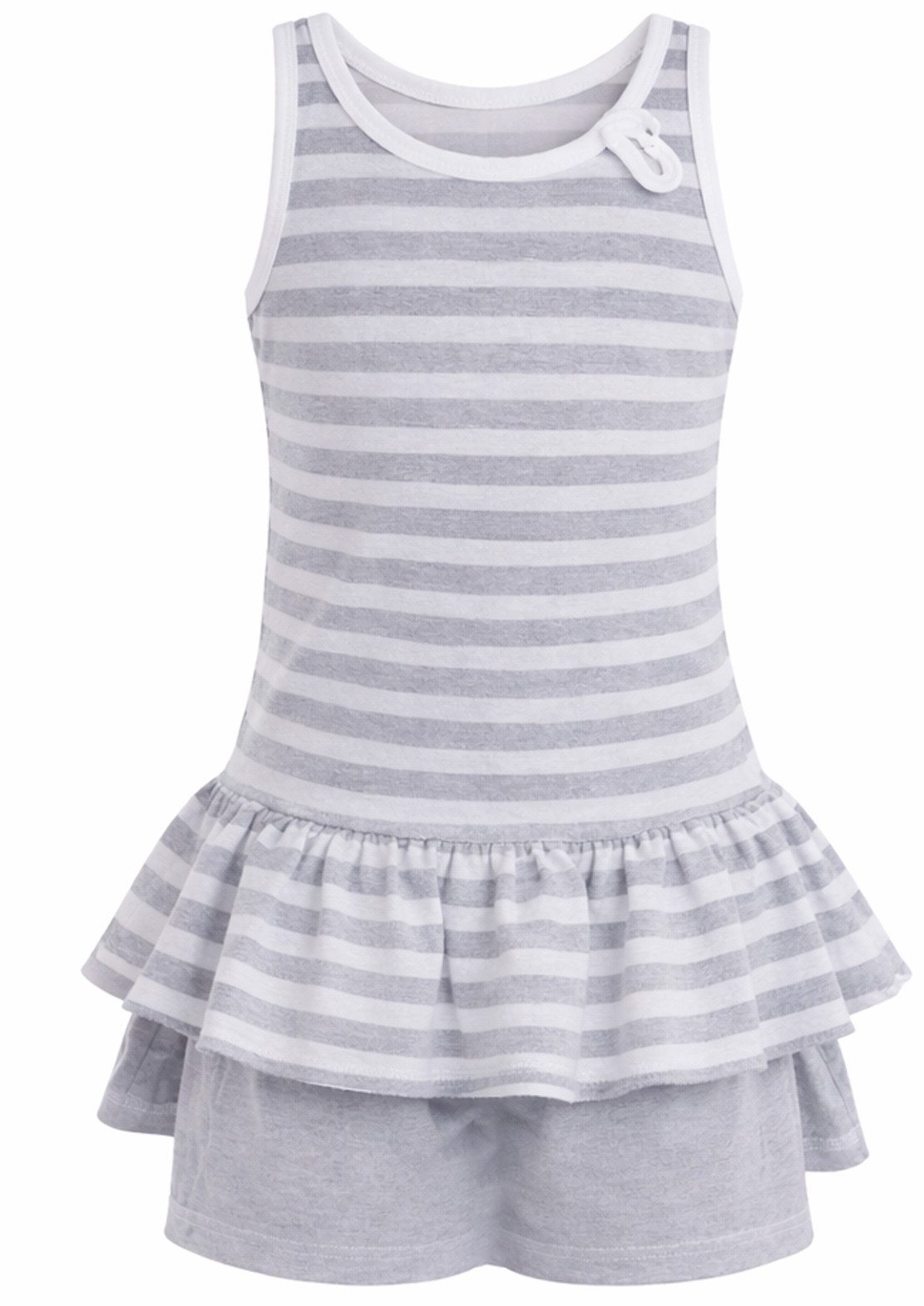 Sommerkleid Mädchen Sommerkleid mit Volant – Kinder Kleid Rosa / Grau