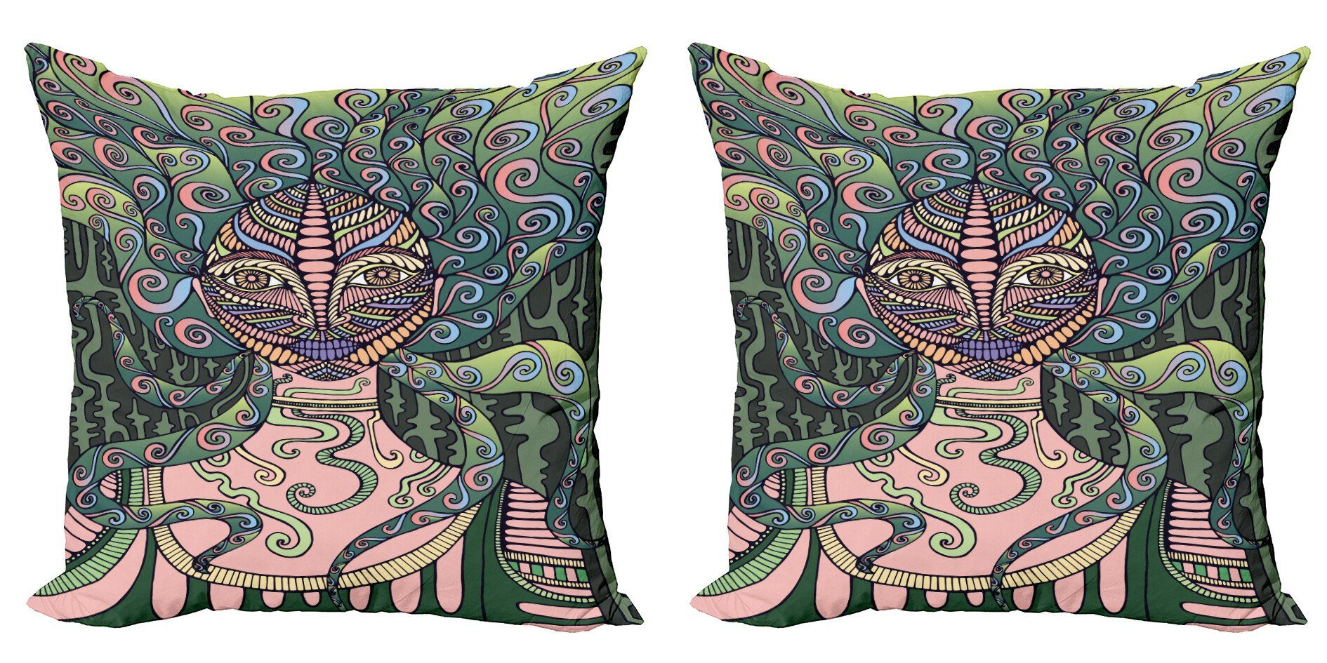 Kissenbezüge Modern Accent Doppelseitiger Digitaldruck, Abakuhaus (2 Stück), Abstrakt Surreal Moderne Mystic Mädchen