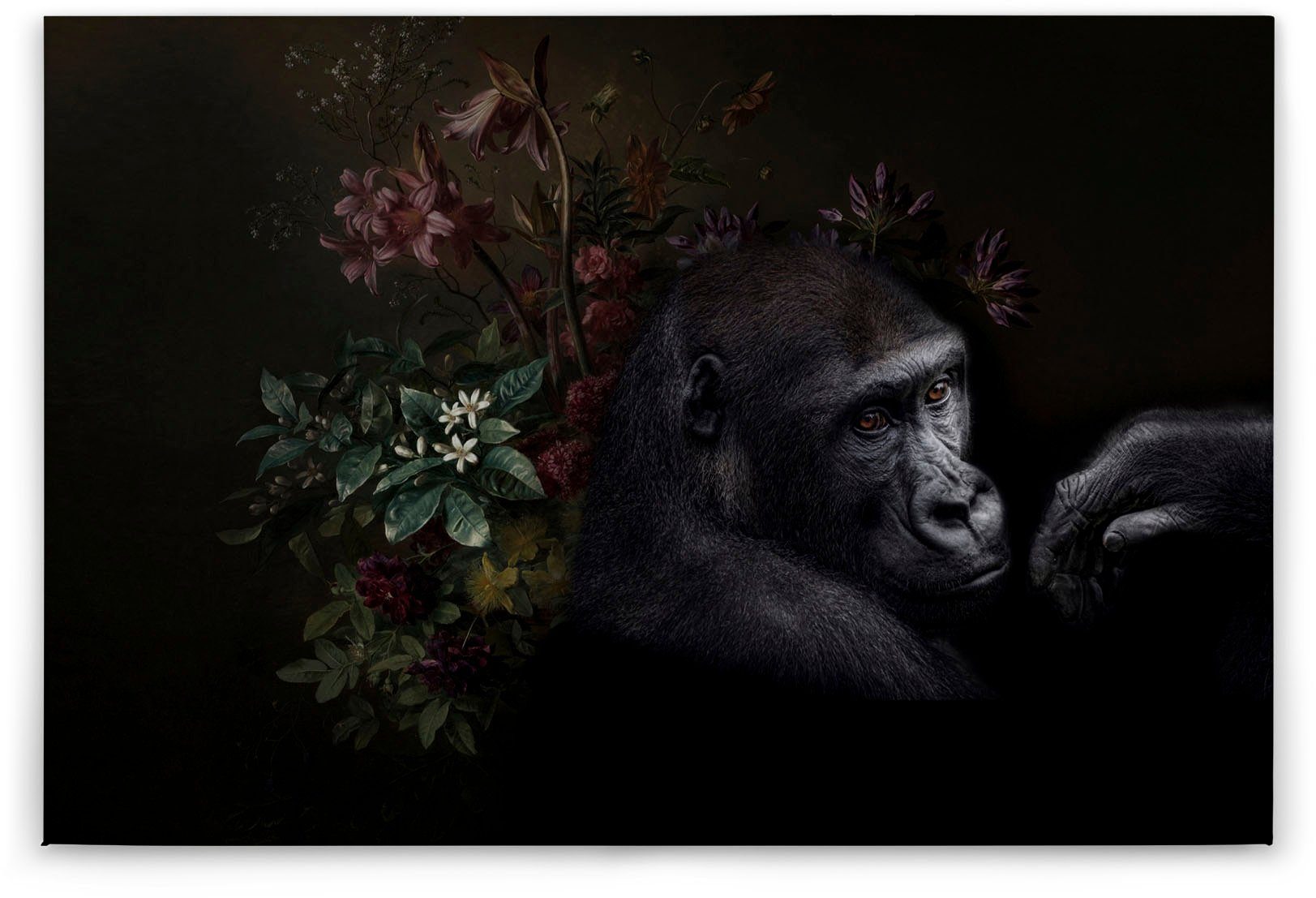 A.S. Création Leinwandbild wildlife 3, Kinder, Kunst, Tiere (1 St), Keilrahmen Bild Blumen Floral Schwarz Leinwand-Bild Wohnzimmer modern