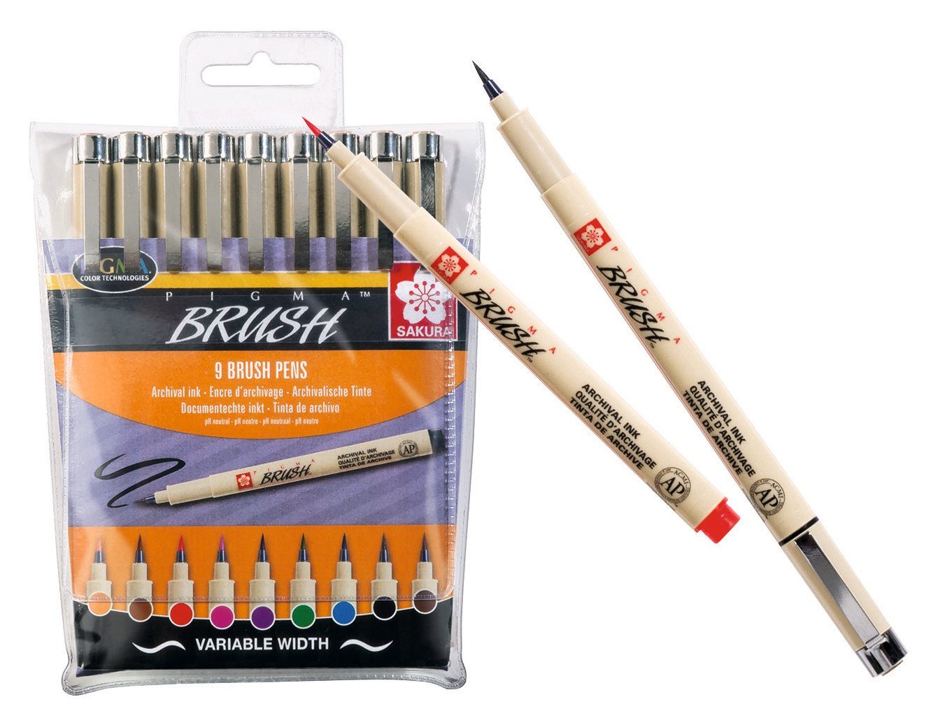 9 Pinselstift brush, Sakura Stück Pigma Pinselstifte