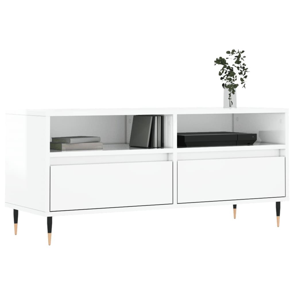vidaXL TV-Schrank TV-Schrank Hochglanz-Weiß 100x34,5x44,5 cm günstig online kaufen