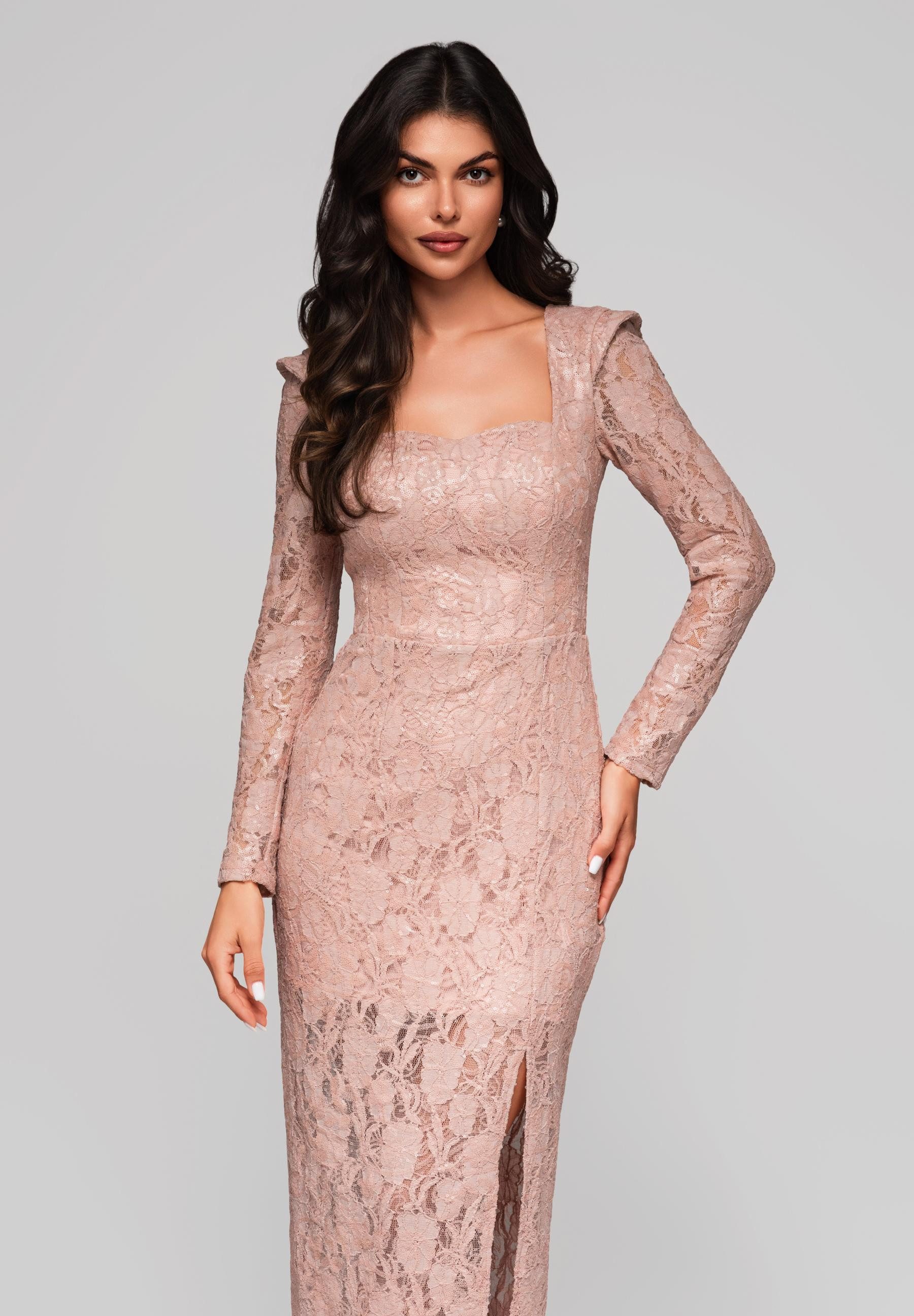 OMBRE Abendkleid Elegantes Spitzenkleid mit langen Ärmeln