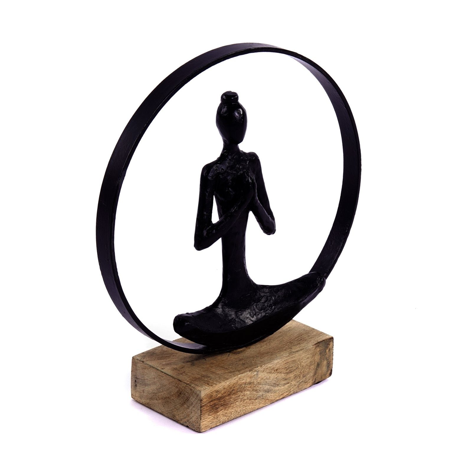 CREEDWOOD Skulptur SKULPTUR "NAMASTE", Mangoholz, Aluminium, Yoga Deko Figur