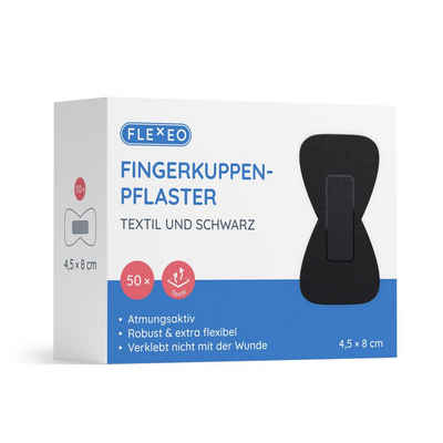 FLEXEO Wundpflaster Fingerkuppenpflaster (50 St), Textil schwarz, 4,5x8cm