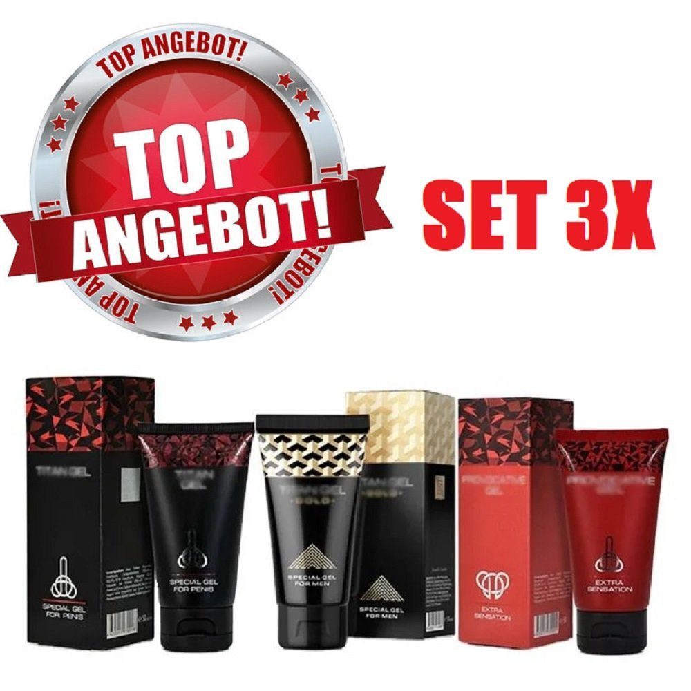Gleit- und Massagegel Premium SET 3 x 50 ml BIG Penis XXL 2 x Titan Gel + Provocative Gel