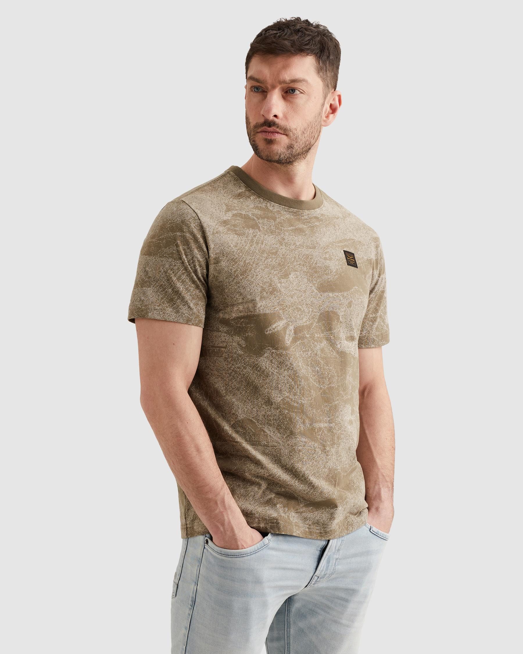 PME LEGEND T-Shirt Short sleeve r-neck single jersey aop mit Logo Stickerei