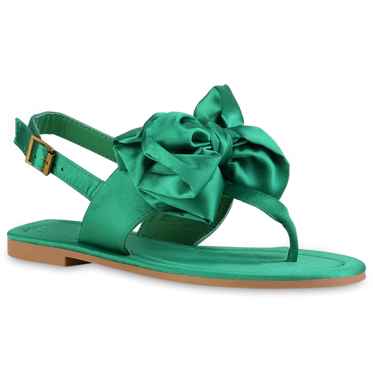 VAN HILL 840450 Zehentrenner Damen Zehentrenner Sandalen Satinoptik Schleifen