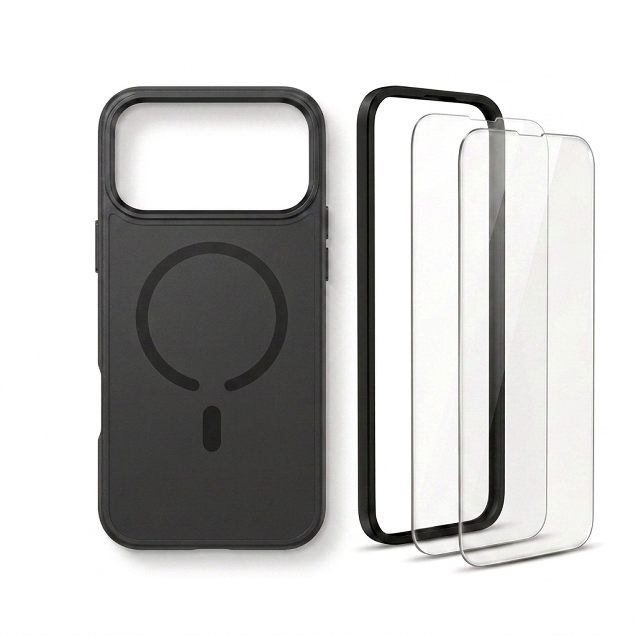Futurea Handyhülle Schwarz Matt MagSafe Case 3in1 Set Panzerglas iPhone 18 Pro & Pro Max 6,3" - 6,9", Schutzset mit Schutzfolie mit 9H Härtegrad für das Apple iPhone