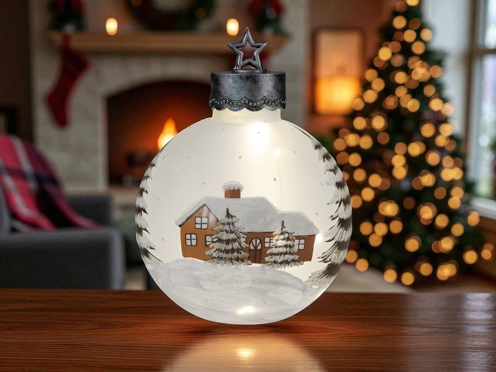 formano LED Dekolicht Glas-Kugel 30 cm Winterdekor Glaskugel Timer 6h/18h W günstig online kaufen