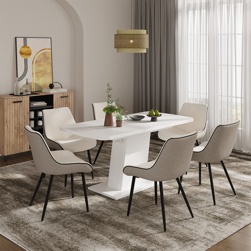 Vicco Esstisch Fenaro, Weiß, 120 x 80 cm ausziehbar (1-St)