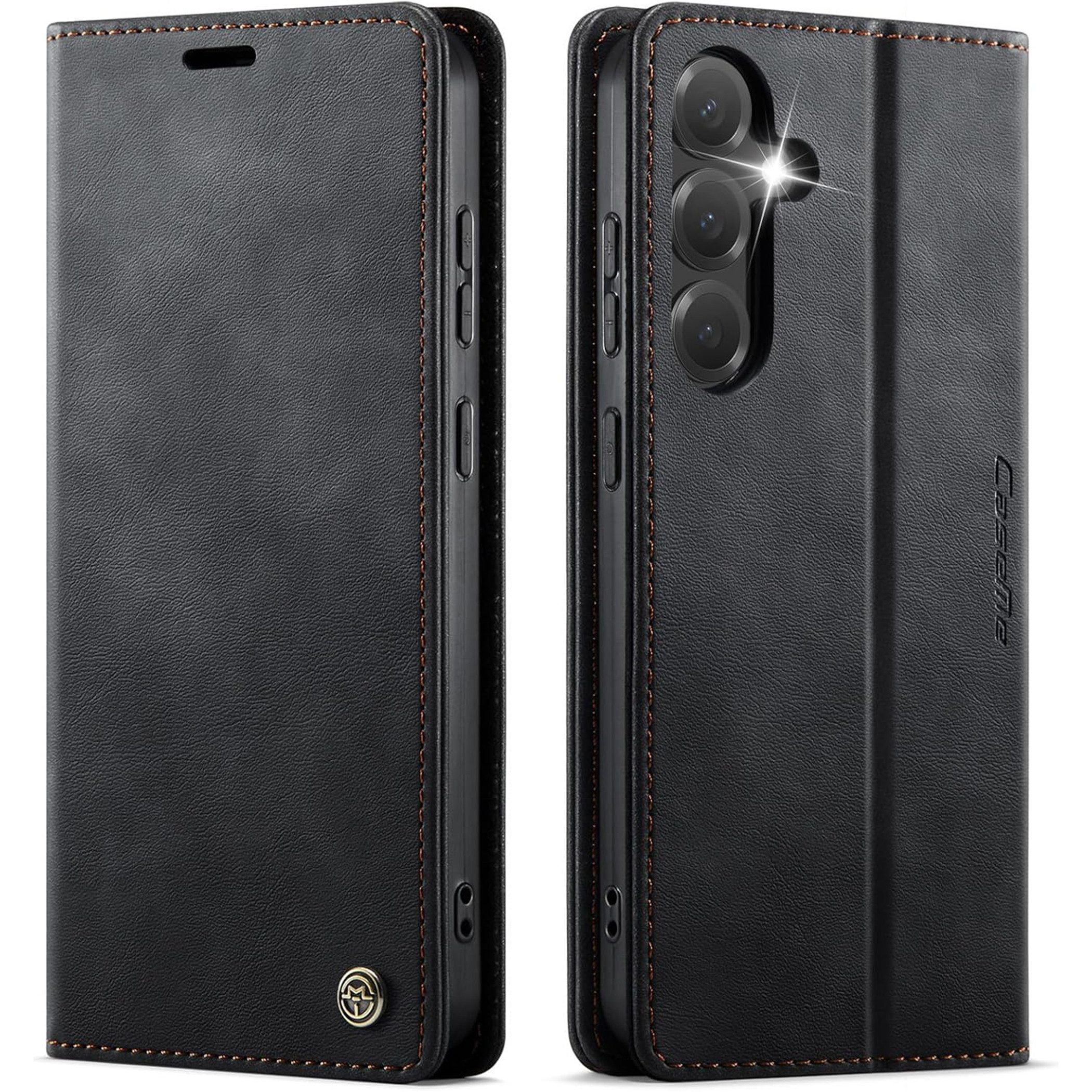 Wörleonline Handyhülle Schutzhülle für Samsung Galaxy, S25 Hülle mit zwei RFID-geschützten Kartenfächern, Klapphülle