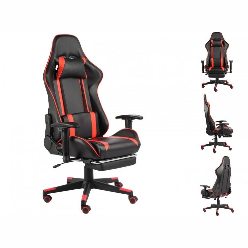 vidaXL Bürostuhl Gaming-Stuhl mit Fußstütze Drehbar Rot PVC | Drehstühle