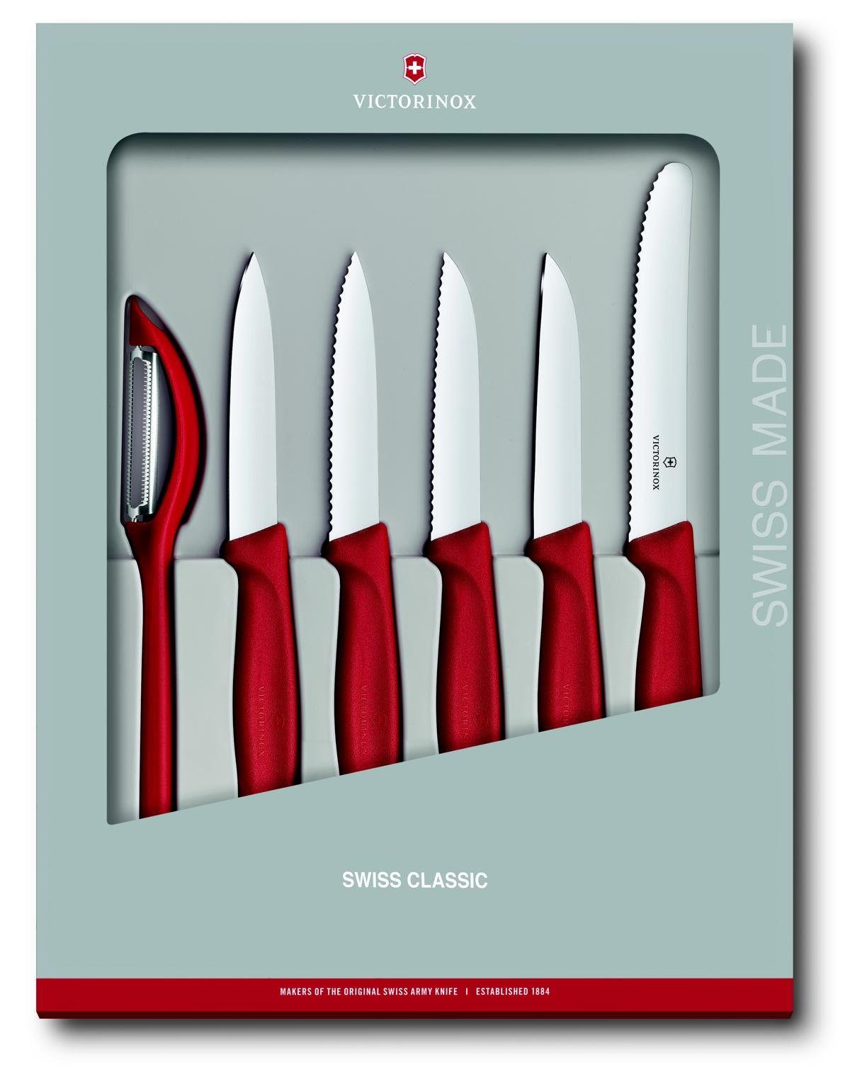 Victorinox Taschenmesser Swiss Classic Gemüsemesser-Set, 6-teilig, rot, Geschenkverpackung
