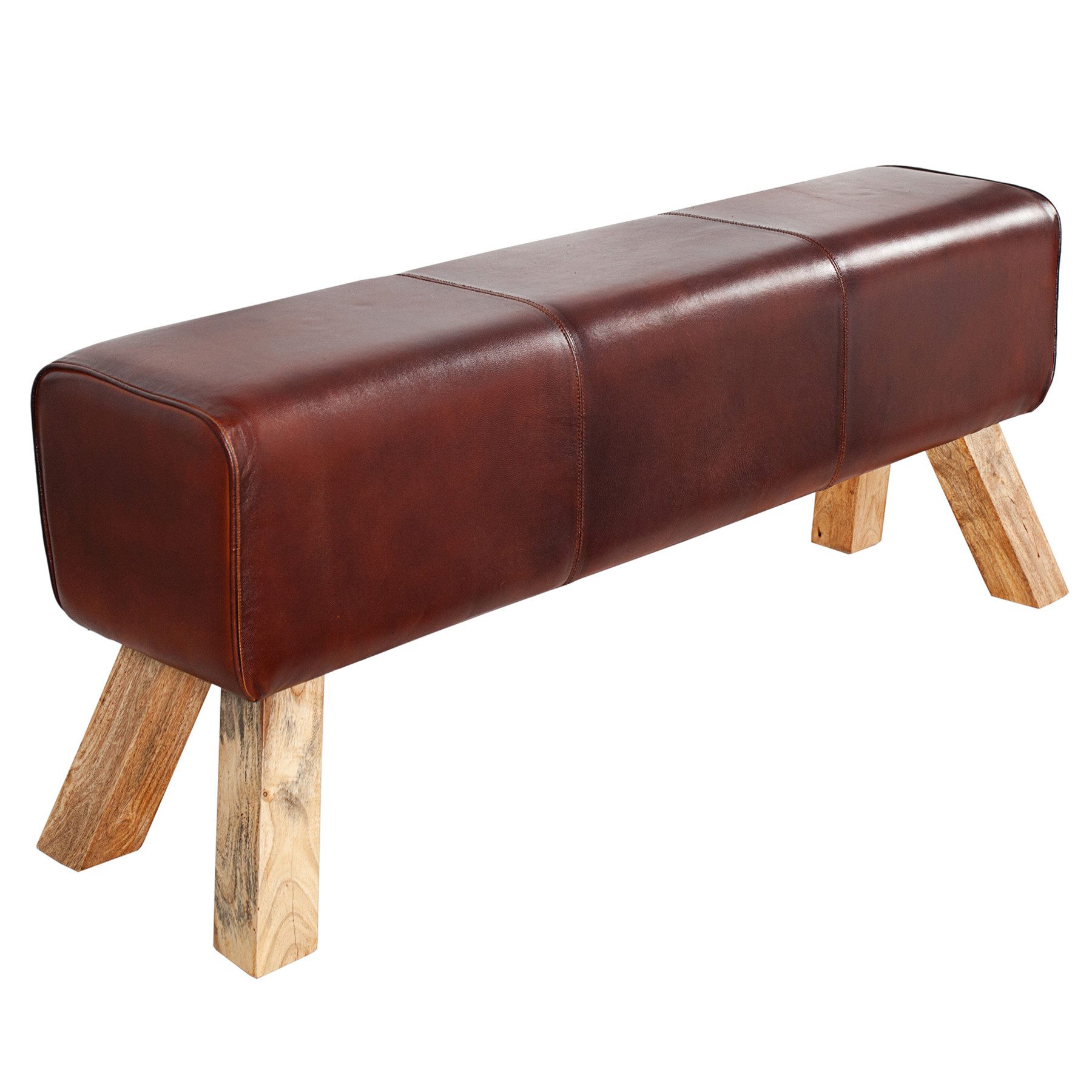 riess-ambiente Sitzbank TURNBOCK 120cm braun / natur, mit Echtleder-Bezug