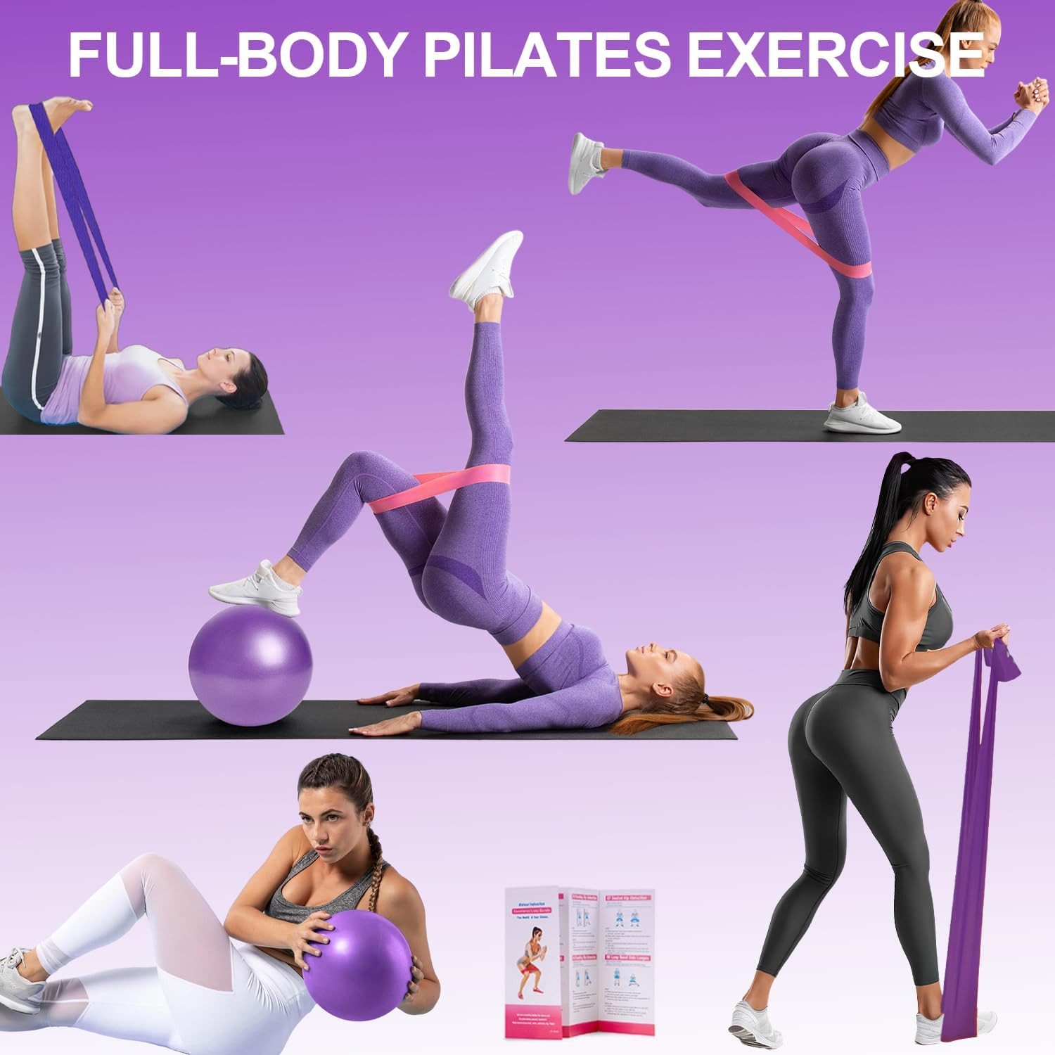 LaCute Pilates-Ring Pilates Set 12-teilig mit Ring, Ball & Widerstandsbändern für Zuhause (12-teiliges Pilates- und Fitness-Set, 12-tlg., Pilates-Set mit Ring, Ball Widerstandsbändern für Ganzkörpertraining), 12-teilig, elastisch, rutschfest, vielseitig