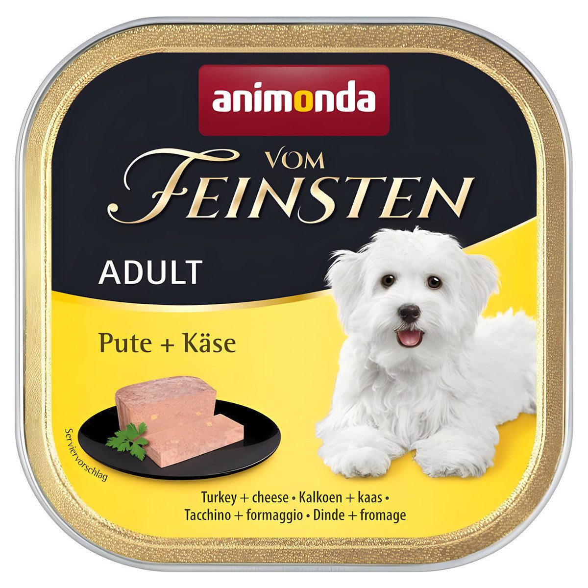 Animonda vom Feinsten Adult Pute & Käse 150 g - 22 Stück, Nassfutter für: Hund