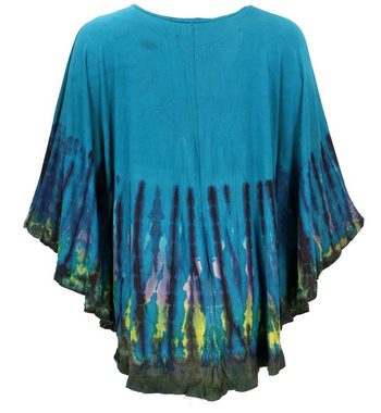 Guru-Shop Longbluse Batik Poncho, Tunika, Boho Kaftan, Maxibluse -.. alternative Bekleidung