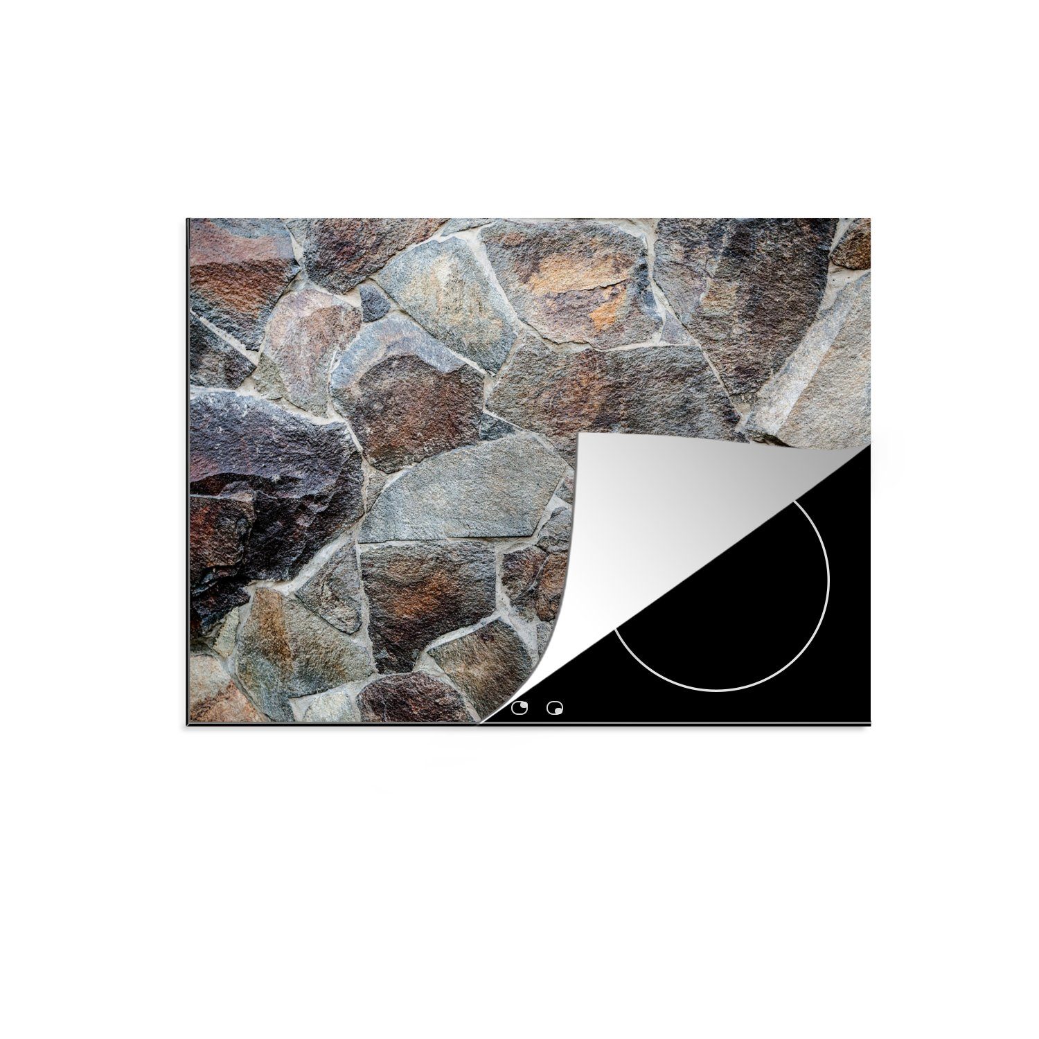 MuchoWow Herdblende-/Abdeckplatte Stein - Mauern - Pflastersteine, Vinyl, (1 tlg), 70x52 cm, Mobile Arbeitsfläche nutzbar, Ceranfeldabdeckung
