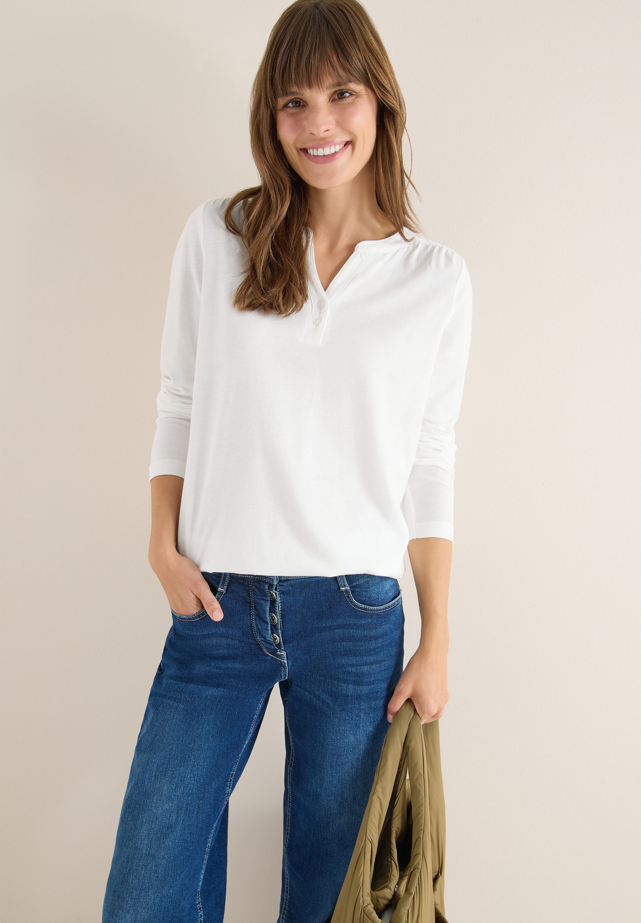 CECIL Tunikashirt Split Neck mit Knopfdetail günstig online kaufen