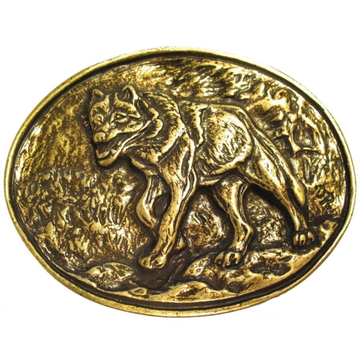 BELTINGER Gürtelschnalle Wolf 4,0 cm - Buckle Wechselschließe Gürtelschließe 40mm - für Jagd-Ou (1-St)