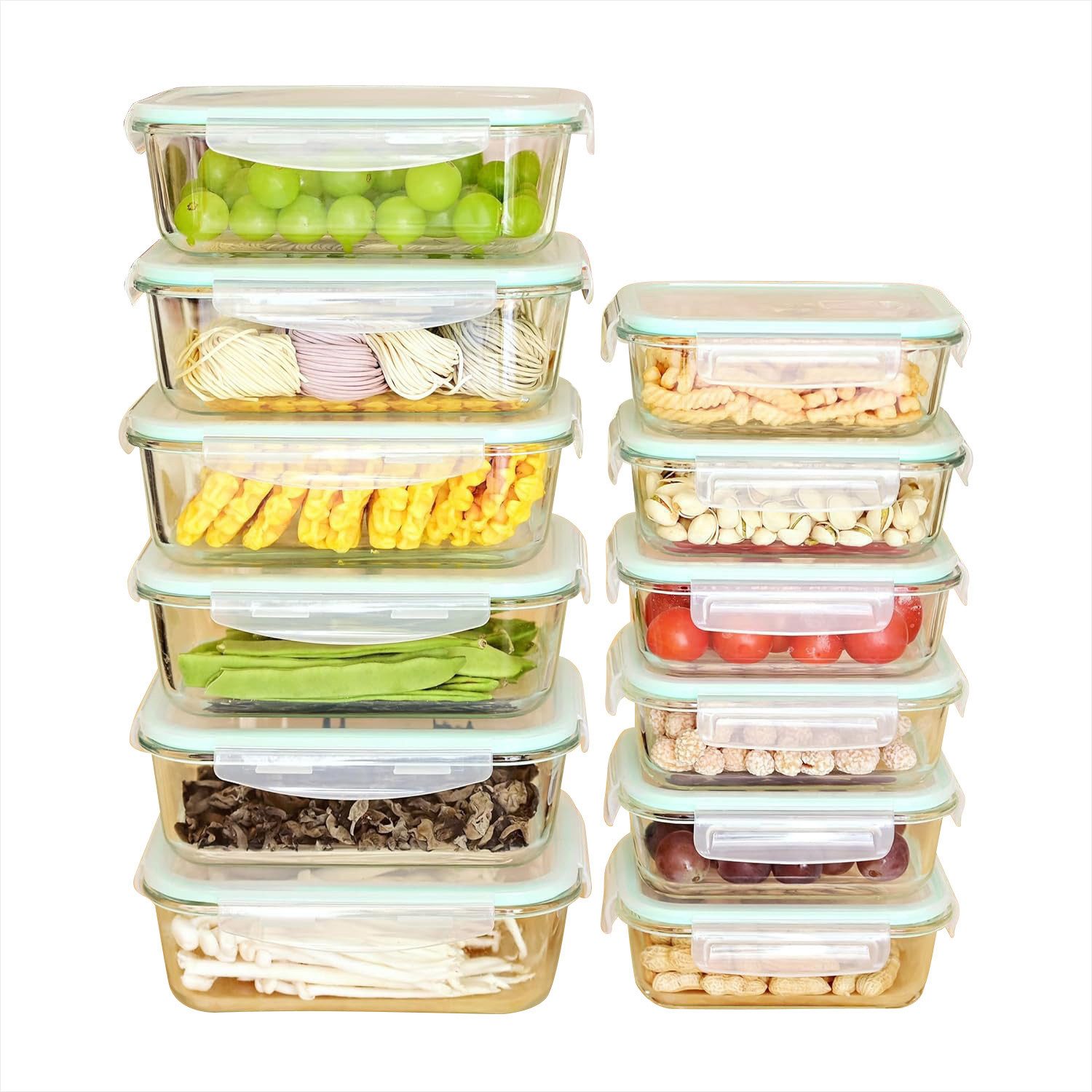 KingLux Frischhaltedose 12Stk. Vorratsbehälterset aus Glas, 6x1520ml, 6x640ml, Glas, (12-tlg)