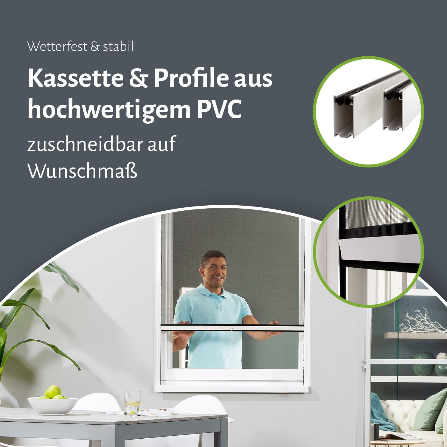 empasa Insektenschutz-Fensterrahmen Rollo "CLASSIC", Fenster Insektenschutz Rollo mit Fiberglas-Gewebe & Bürstendichtung