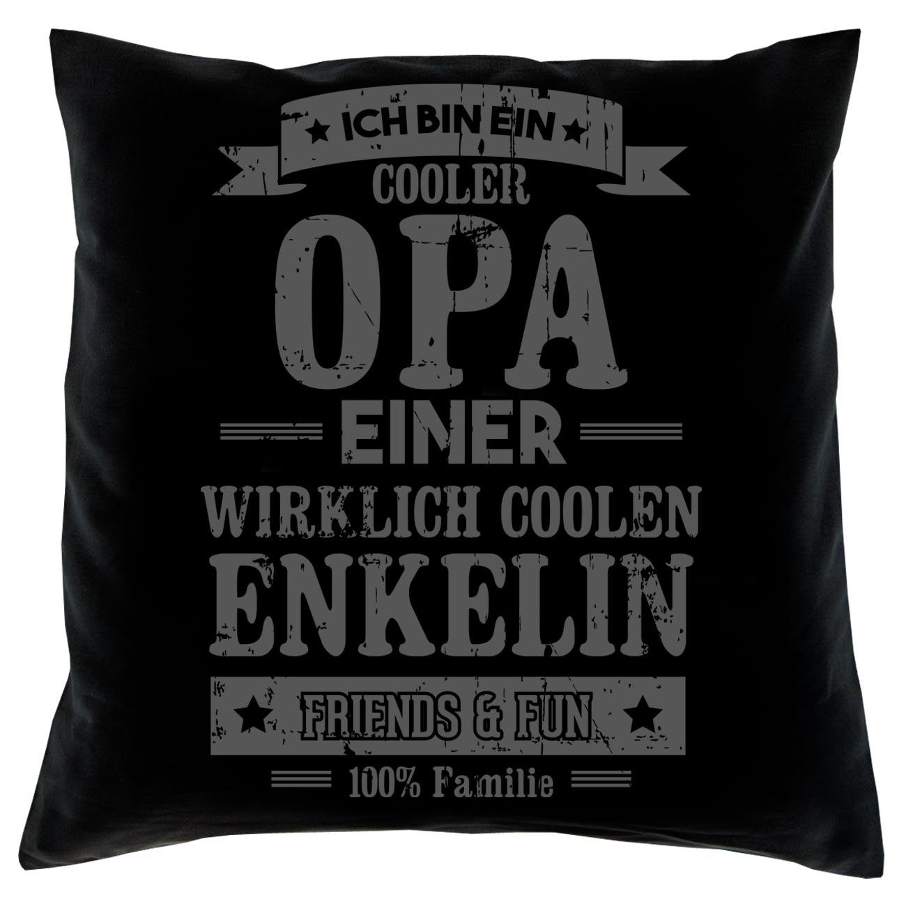 für einer Opa, Dekokissen Urkunde Geburtstagsgeschenk Soreso® & den Cooler Weltbesten Enkelin Kissen Opa Geschenk schwarz