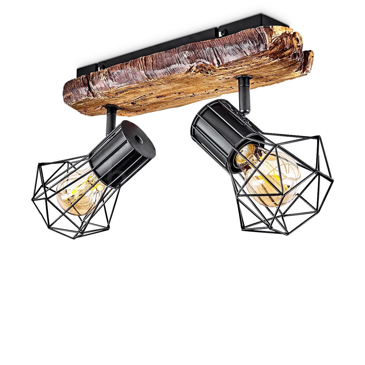 hofstein Deckenleuchte »Pomari« Deckenlampe aus Metall in Schwarz/Holzoptik günstig online kaufen