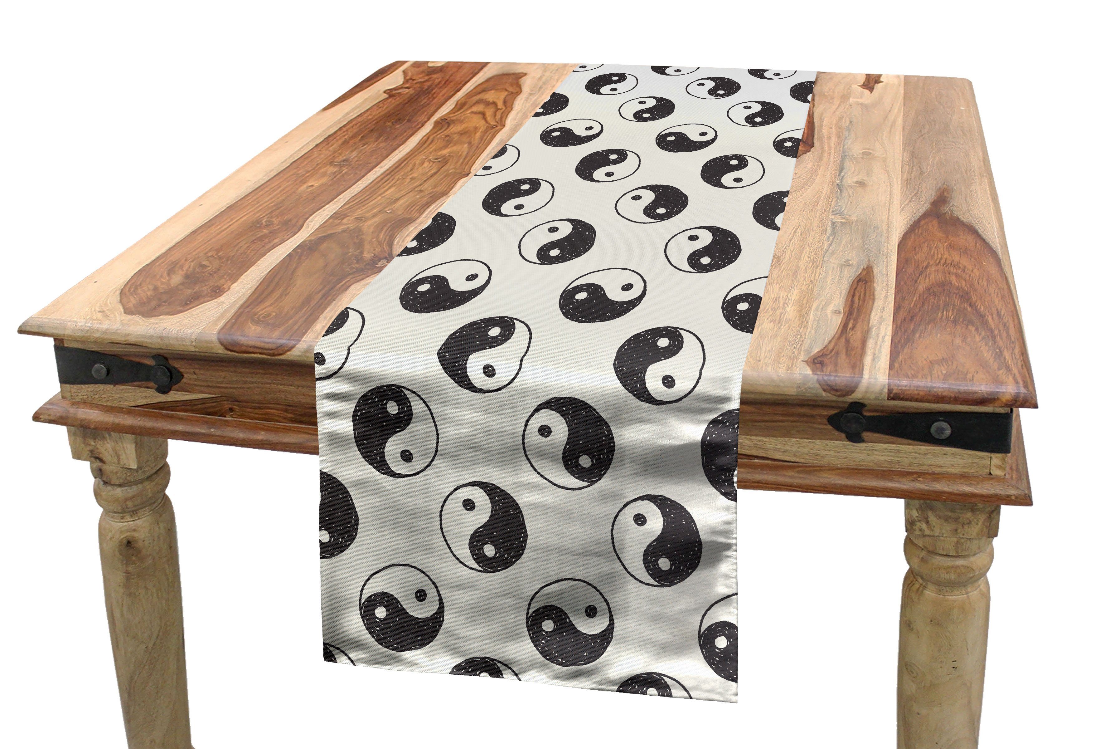 Abakuhaus Tischläufer Esszimmer Küche Rechteckiger Dekorativer Tischläufer, Yin-Yang Balance und Harmonie