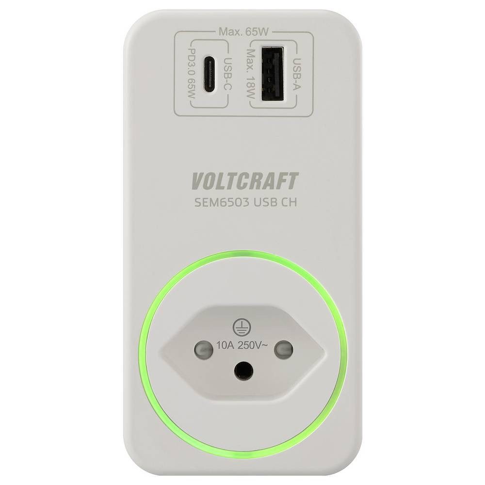 VOLTCRAFT Energiekostenmessgerät SEM6503 CH Energiekosten-Messgerät USB-Schnittstelle, inkl.