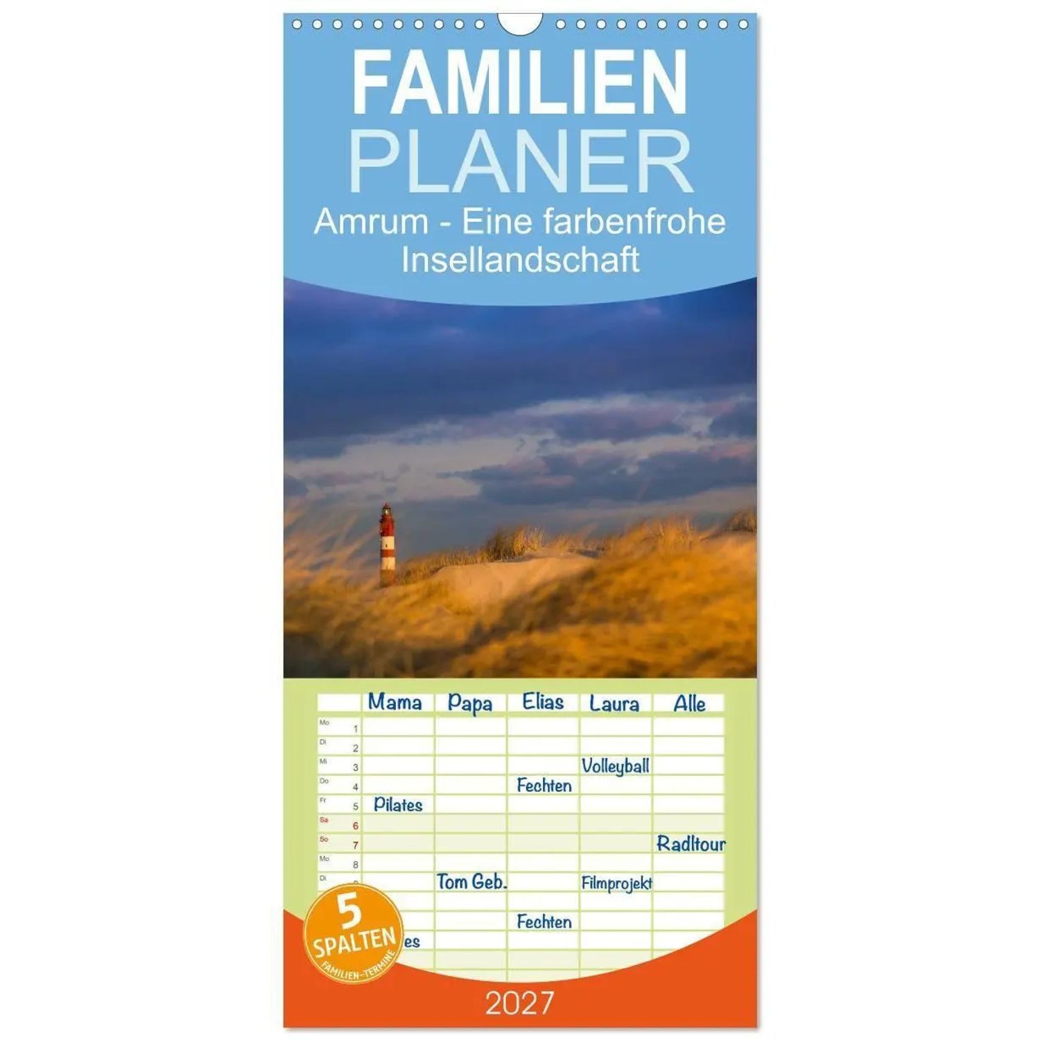 CALVENDO Wandkalender Familienplaner 2027 - Amrum - Eine farbenfrohe Insellandschaft mit...