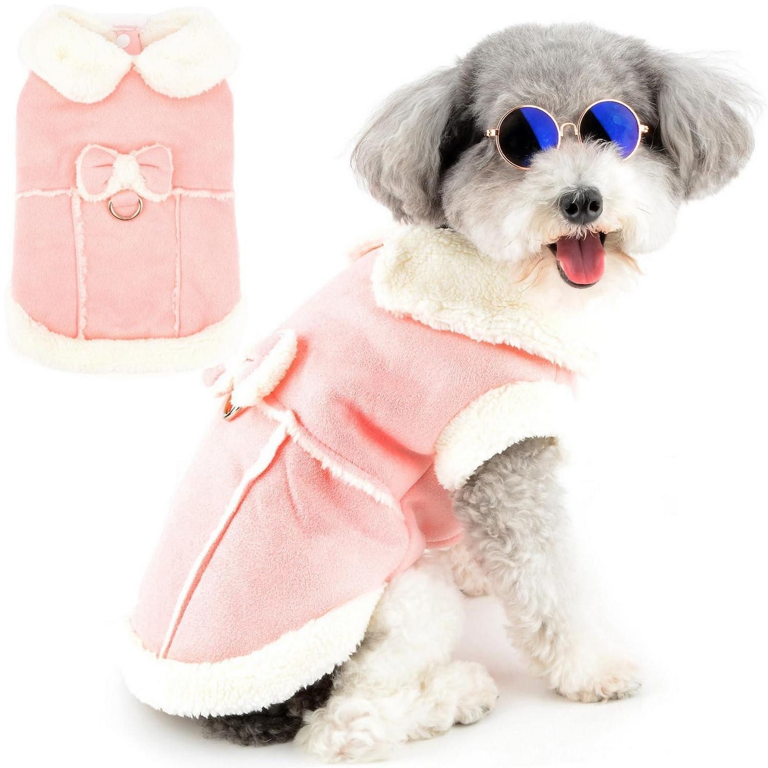LuxusKollektion Hundemantel Hundemantel Pink XS Warm Fleece D-Ring Schleife
