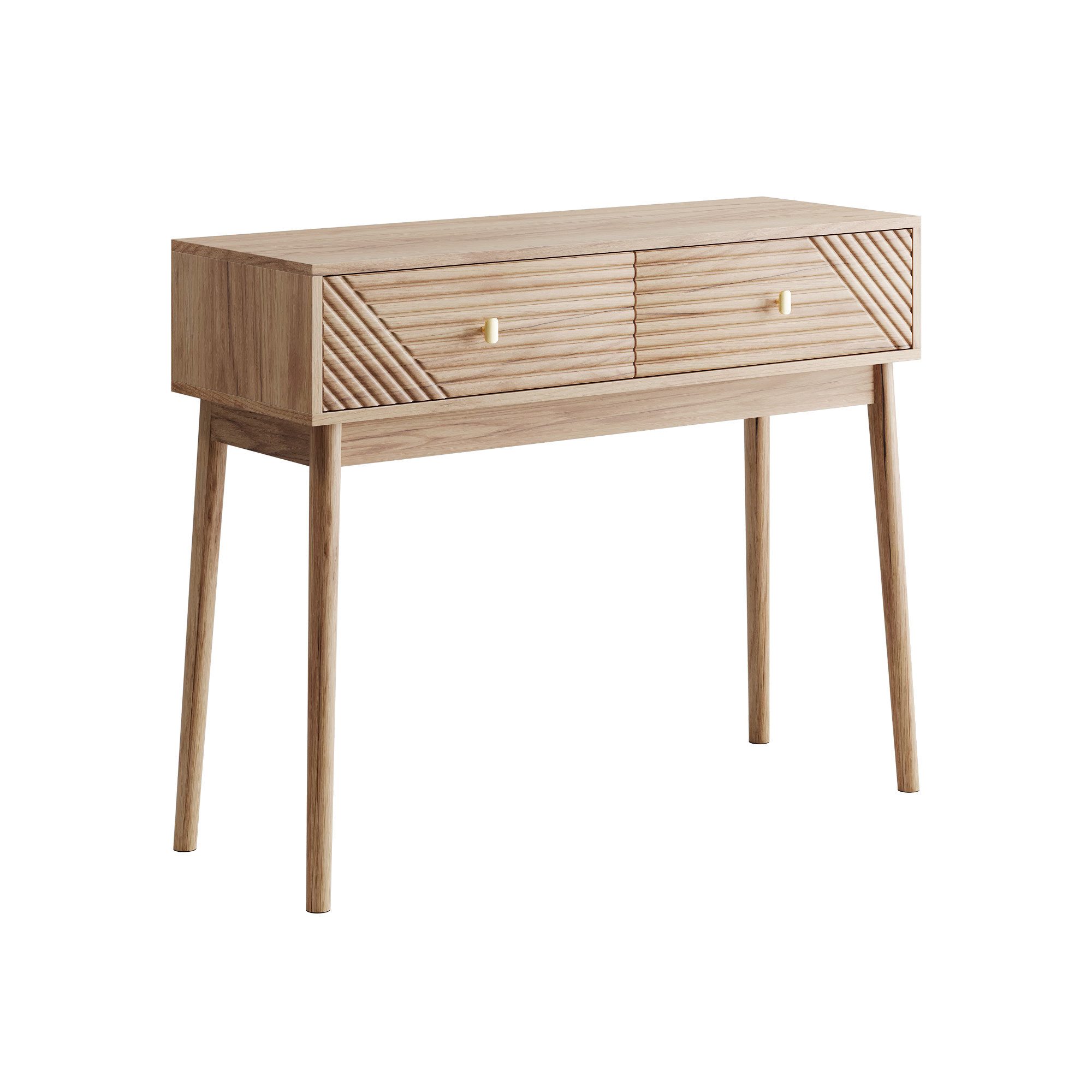 REDOM Schreibtisch Mid-Century Modern Schreibtisch (Mid-Century Modern Konsolentisch mit Schubladen, Retro Sofatisch aus Walnuss., 1-St., 100x35x80cm), mit Schubladen