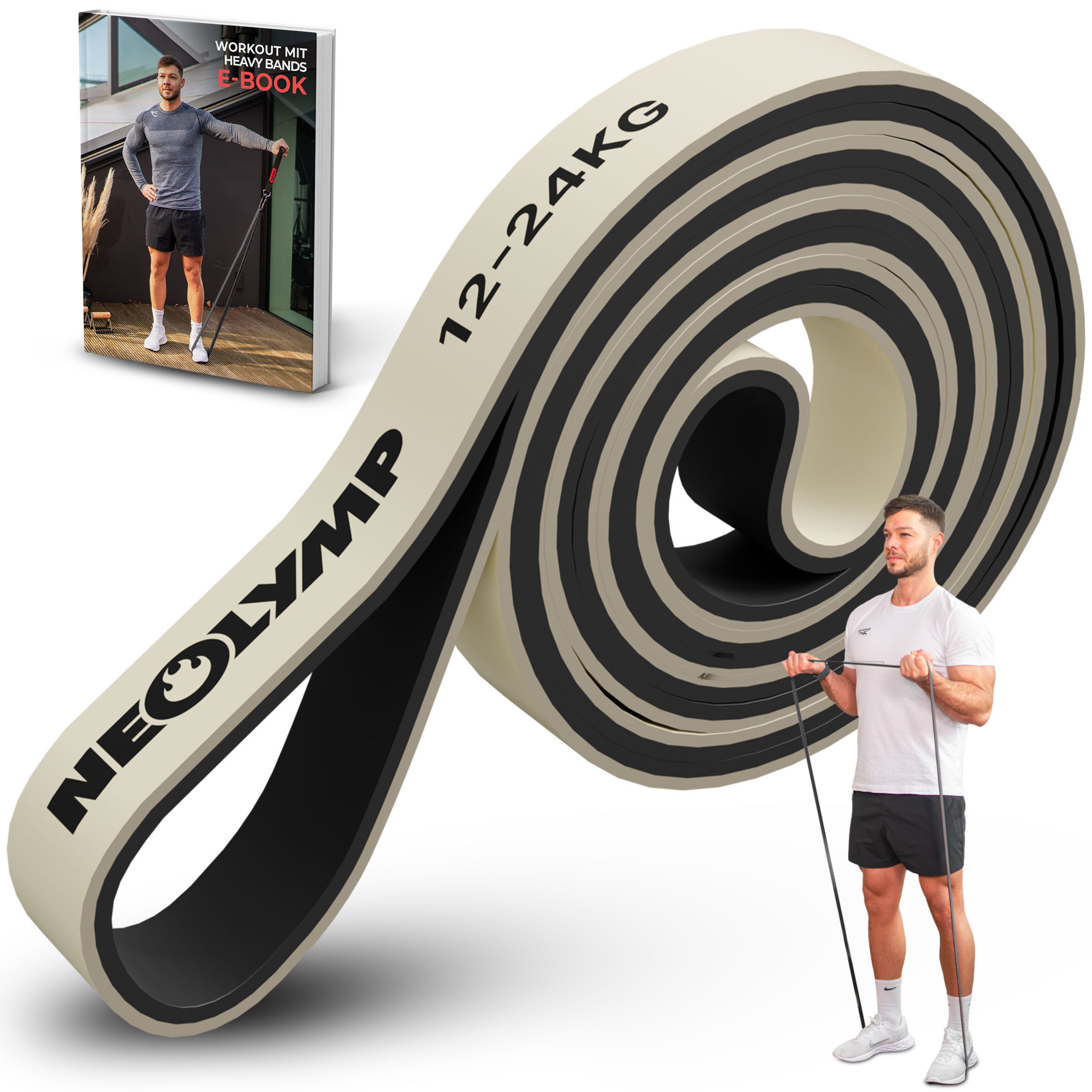 NEOLYMP Trainingsbänder Resistance Bands - Gym Zubehör für Ganzkörpertraining - Klimmzug Band, Kein Spannungsverlust,Hygienisch, Mehrschichtig, Naturlatex, Belastbar