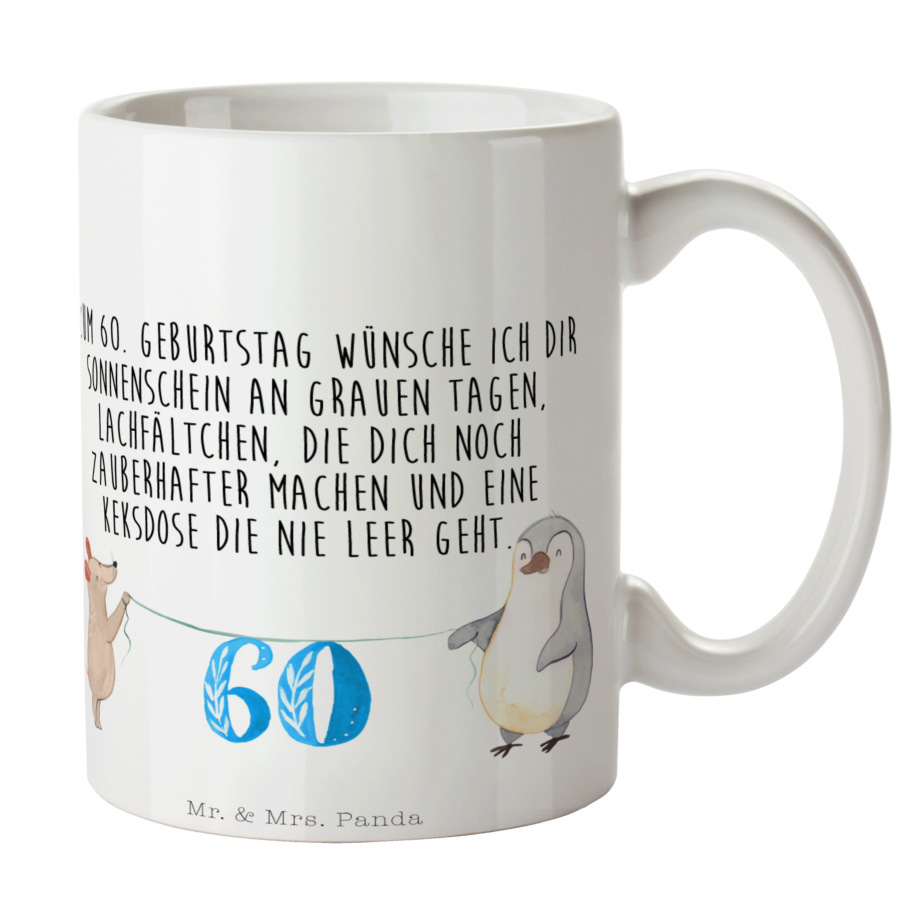 Mr. & Mrs. Panda Tasse 60. Geburtstag Maus Pinguin - Weiß - Geschenk, Tasse, Keramiktasse, T, Keramik