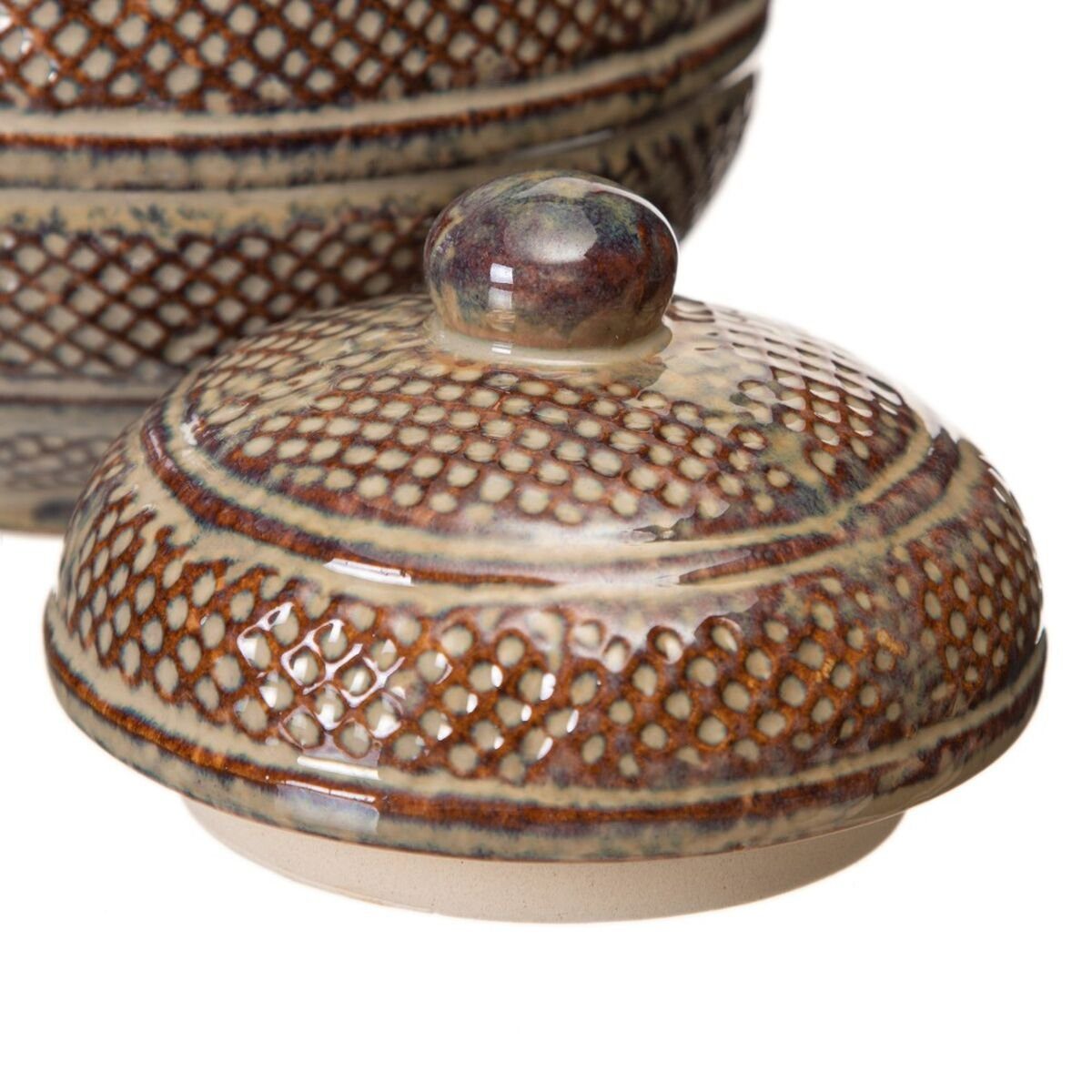 Bigbuy Dekovase aus 17,5 x 17 Keramik cm 17 x Braun Vase
