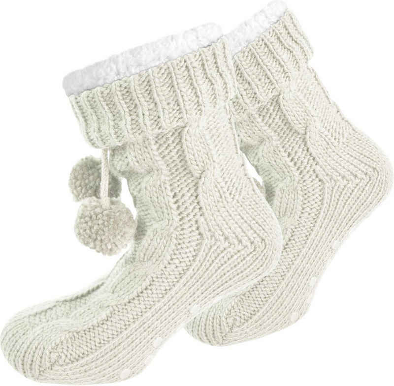 normani Kuschelsocken Strick-Hausschuhe mit Bommeln und ABS (1 Paar) dickes, kuscheliges Futter