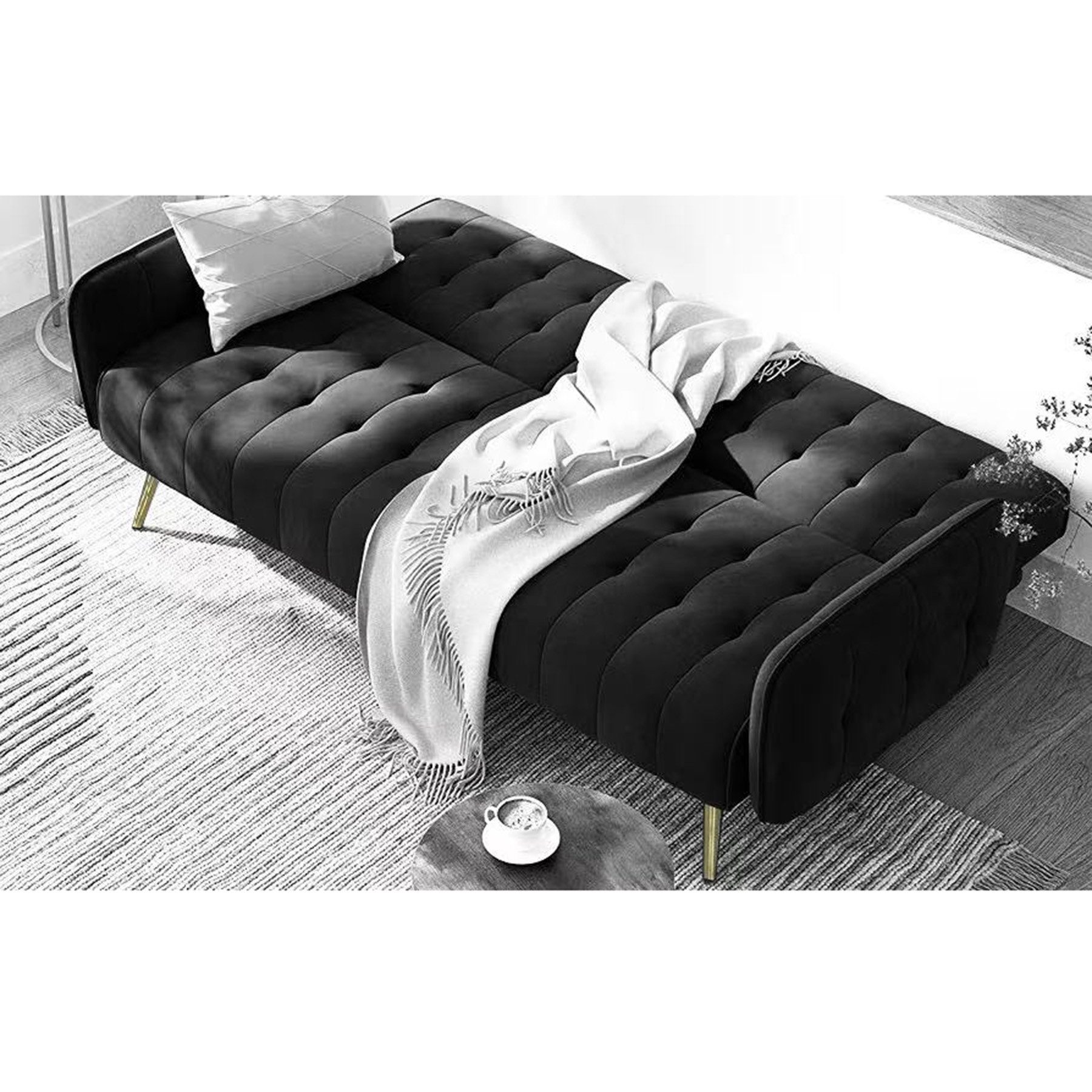 HTI-Living 2-Sitzer Sofa mit Knopfsteppung, Stück 1 Teile, Schlafsofa Zweisitzer klappbare Mittelarmlehne