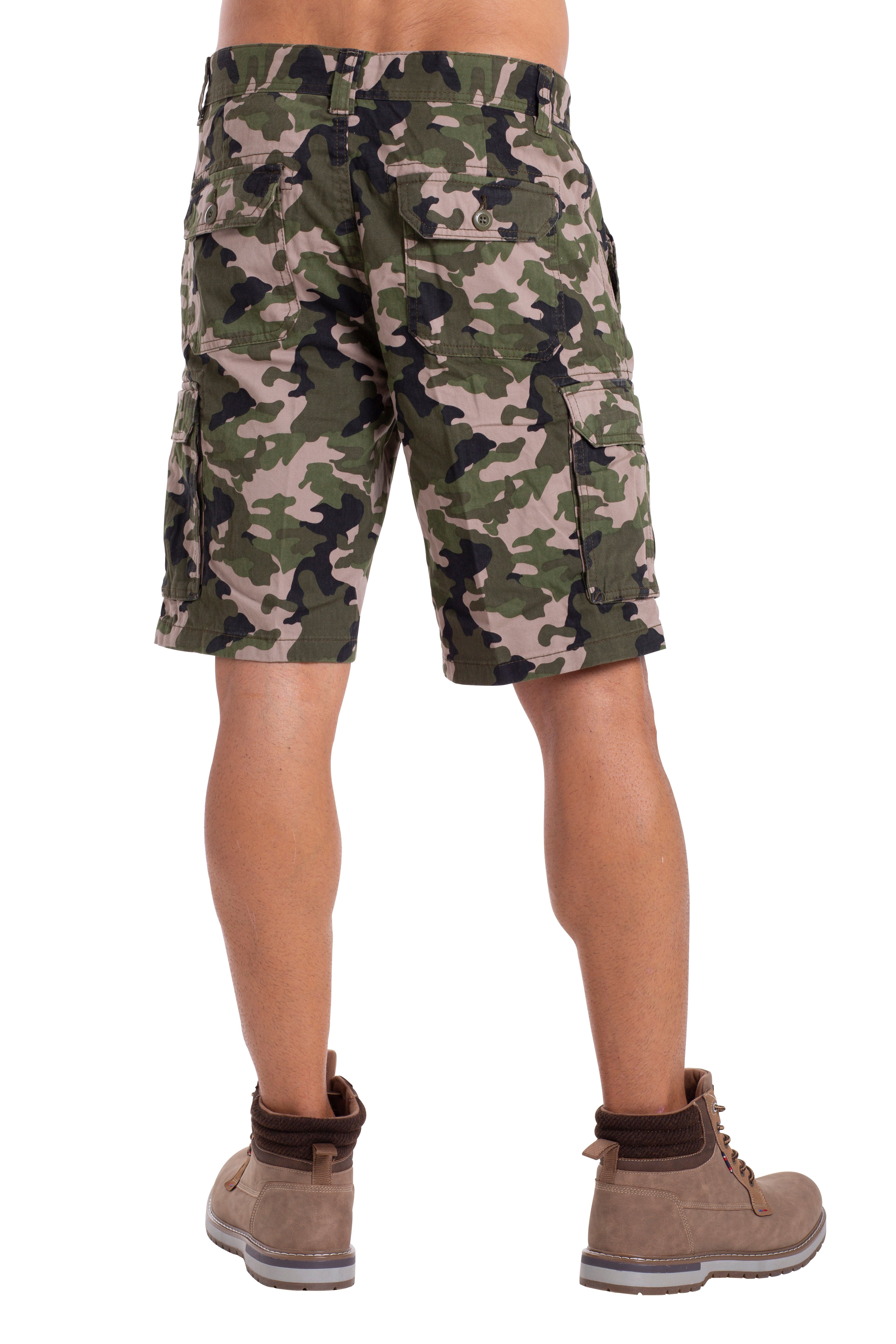 BlauerHafen Cargobermudas Herren Heer Arbeitskleidung Shorts Camo Combat Camouflage Cargotasche Oliv Cargo 6 Baumwolle